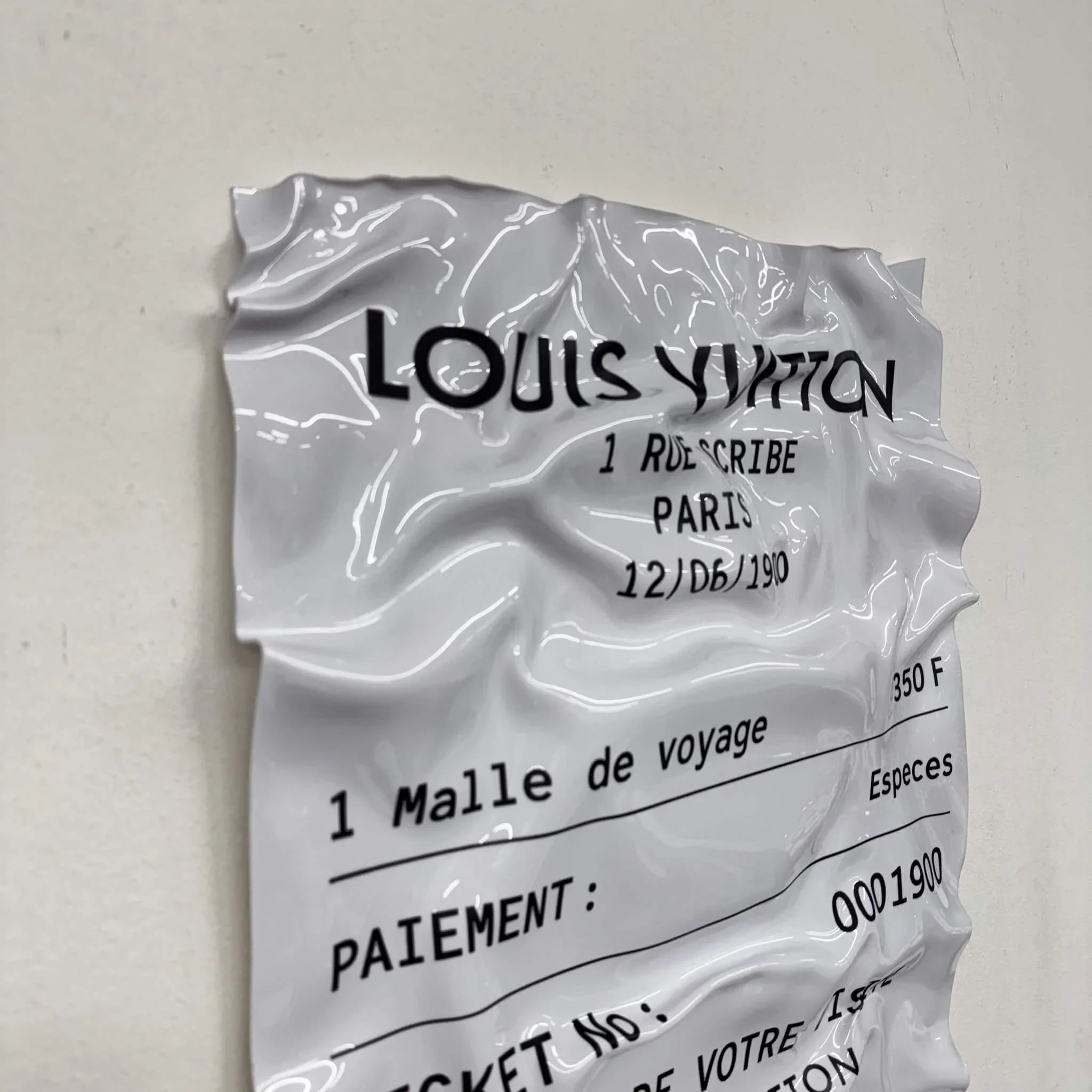 Tableau Déco Ticket Louis Vuitton 1900 - Tableau froissé