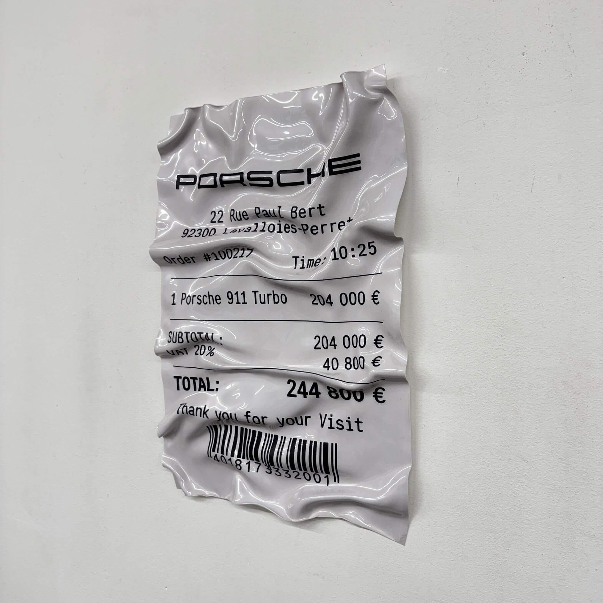 Tableau Déco Ticket Porsche 911 Turbo - Tableau froissé