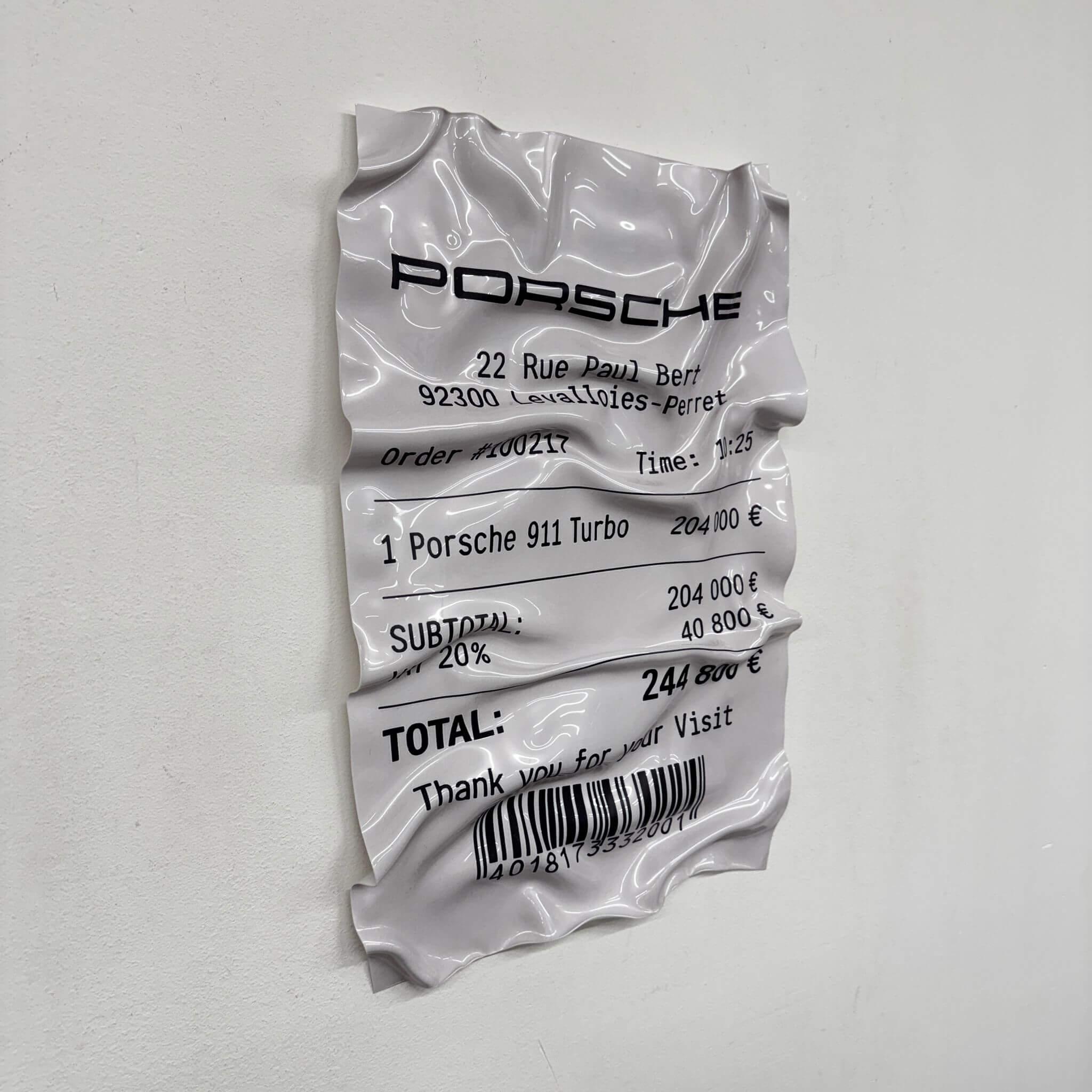 Tableau Déco Ticket Porsche 911 Turbo - Tableau froissé