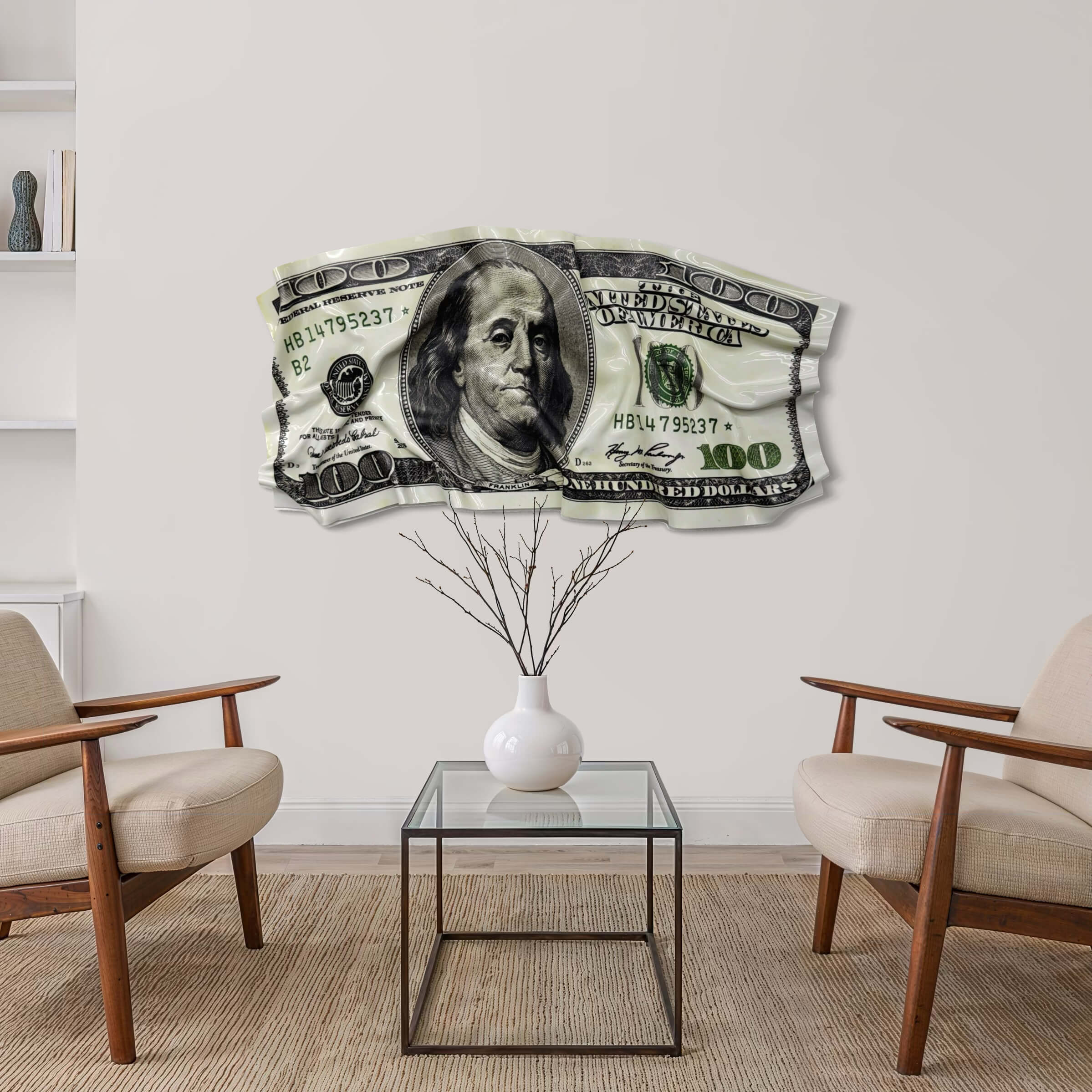 Quadro spiegazzato - Banconota da 5 Dollari