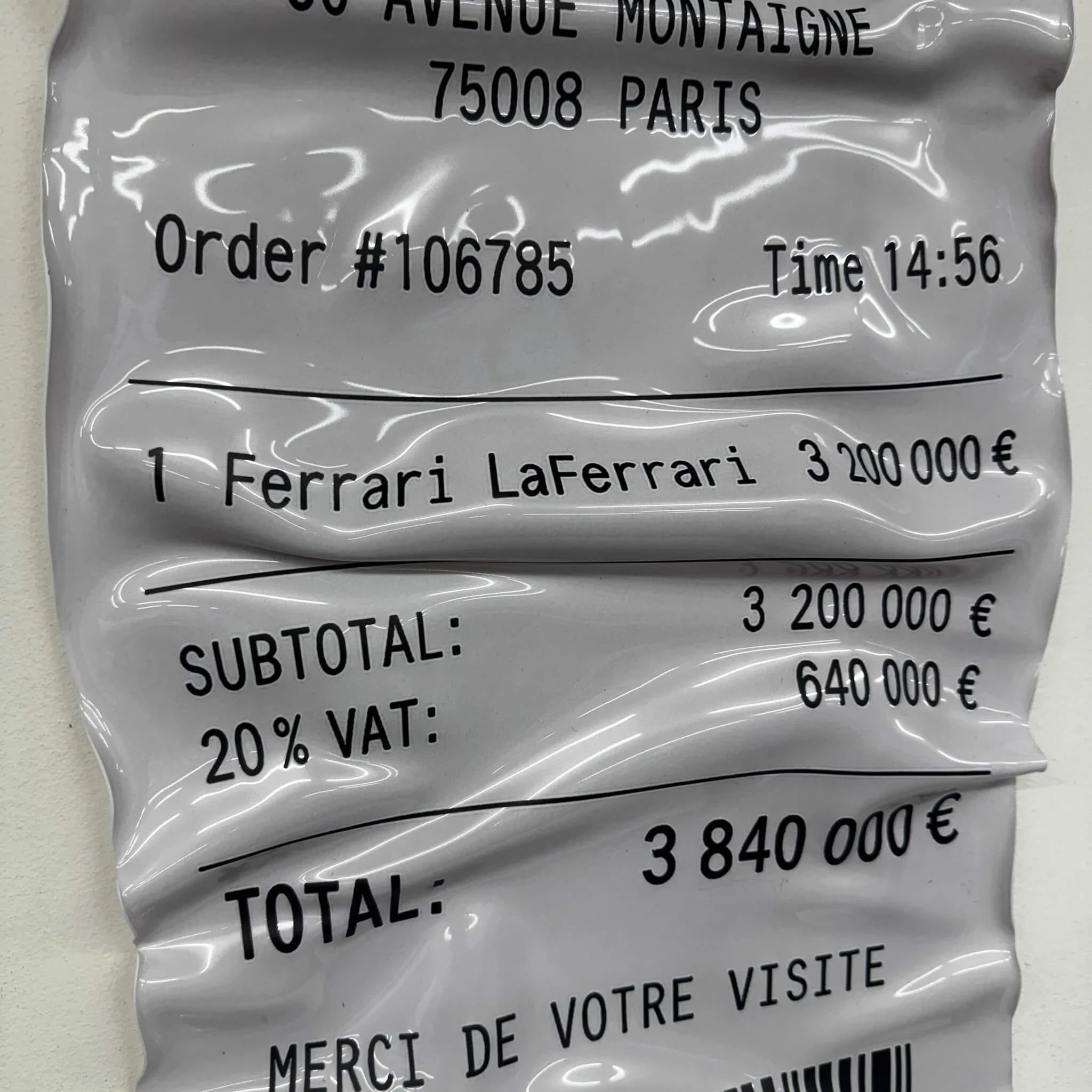 Tableau Déco Ticket "LaFerrari" - Tableau froissé