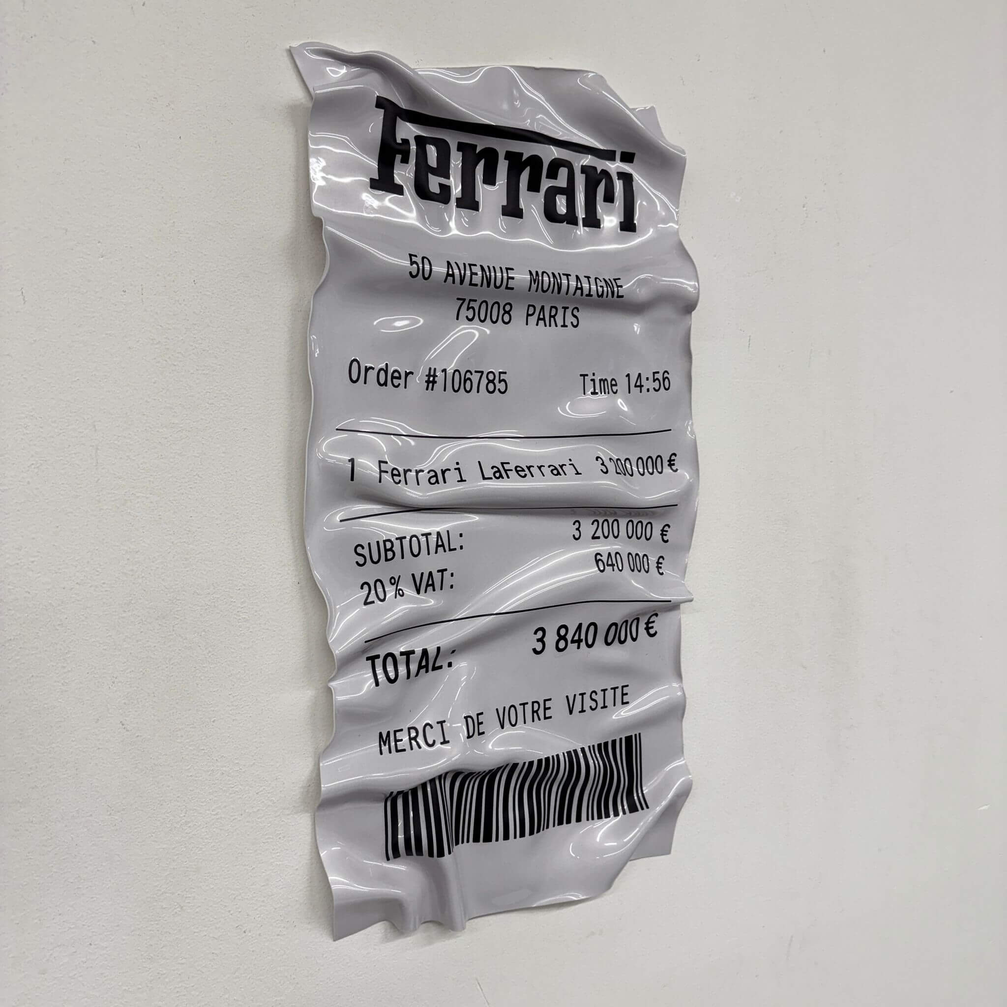 Tableau Déco Ticket "LaFerrari" - Tableau froissé