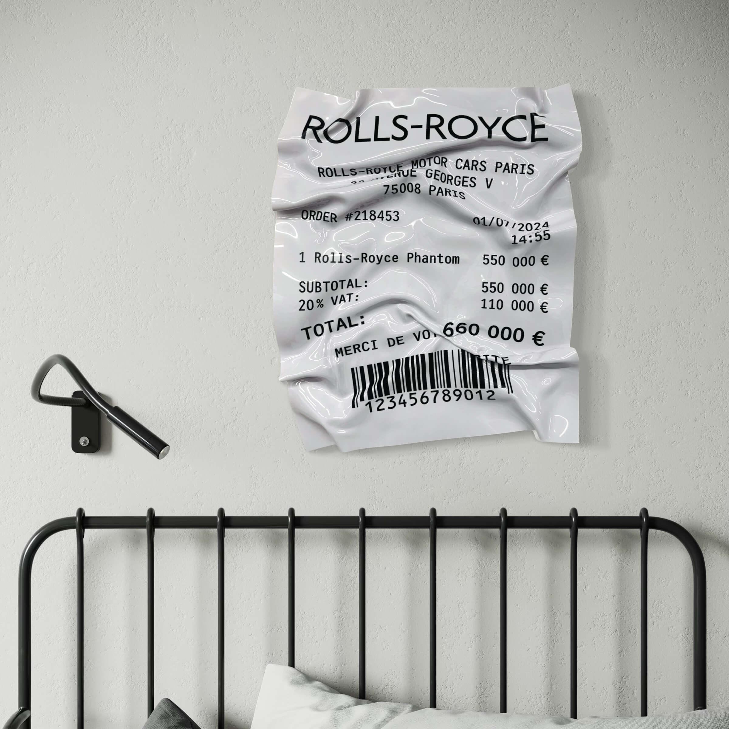 Tableau froissé – Ticket "Rolls-Royce Phantom"