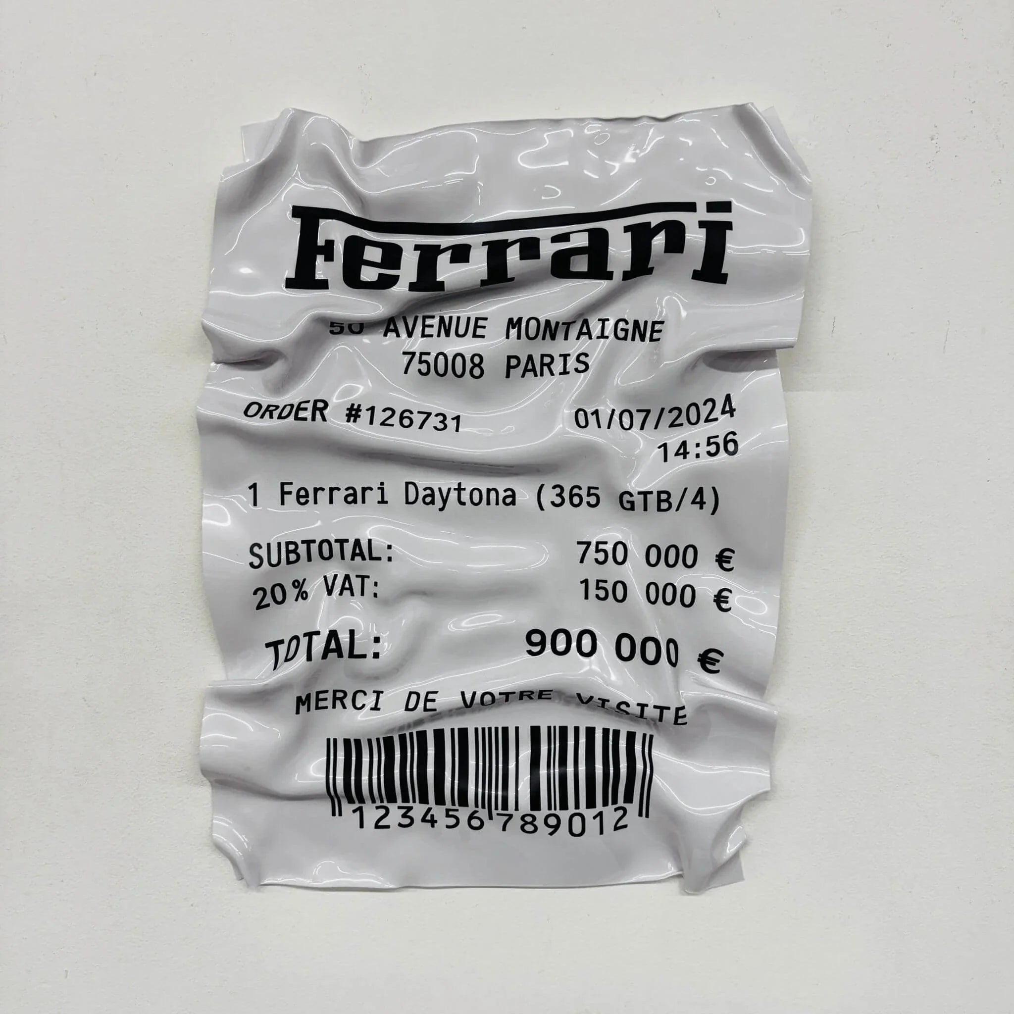 Tableau Déco Ticket Ferrari Daytona 365 GTB - Tableau froissé