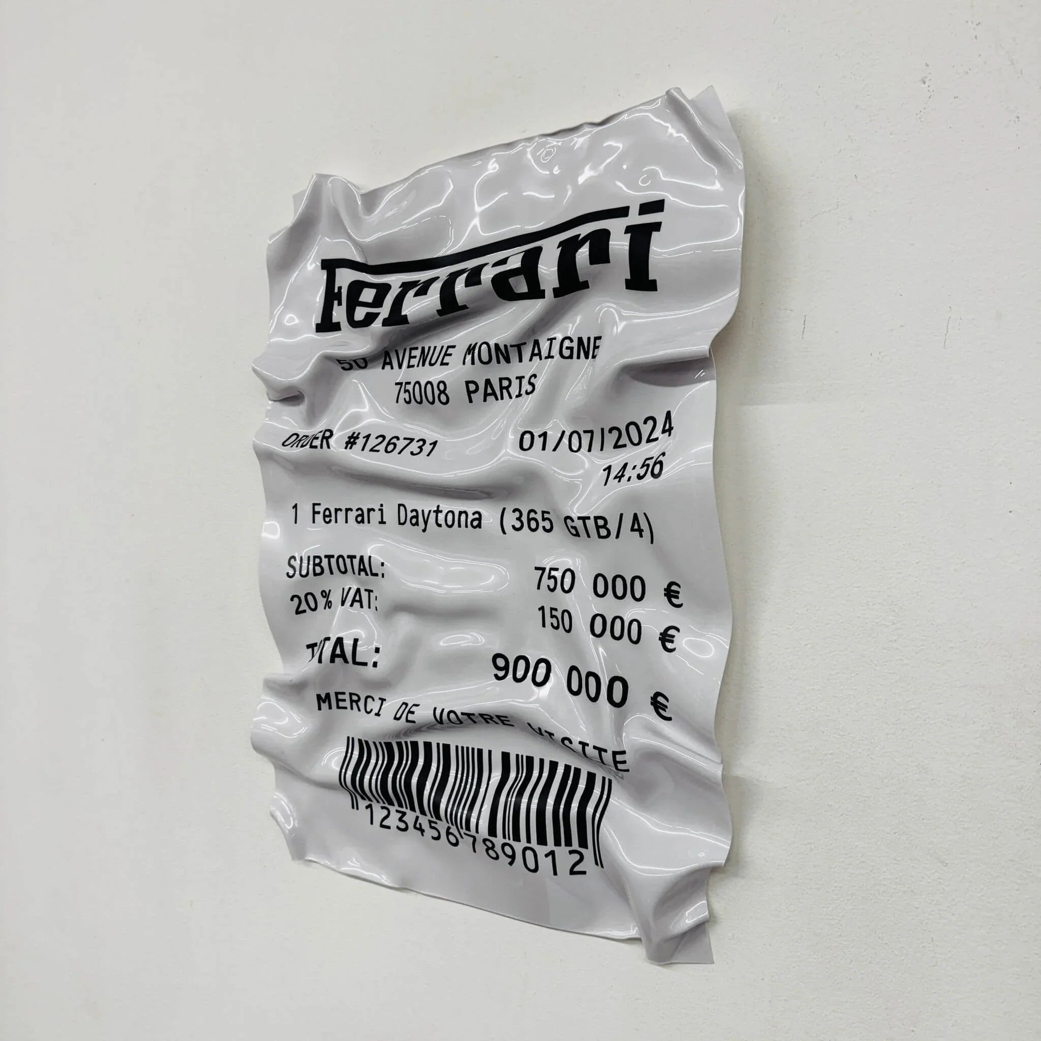 Tableau Déco Ticket Ferrari Daytona 365 GTB - Tableau froissé