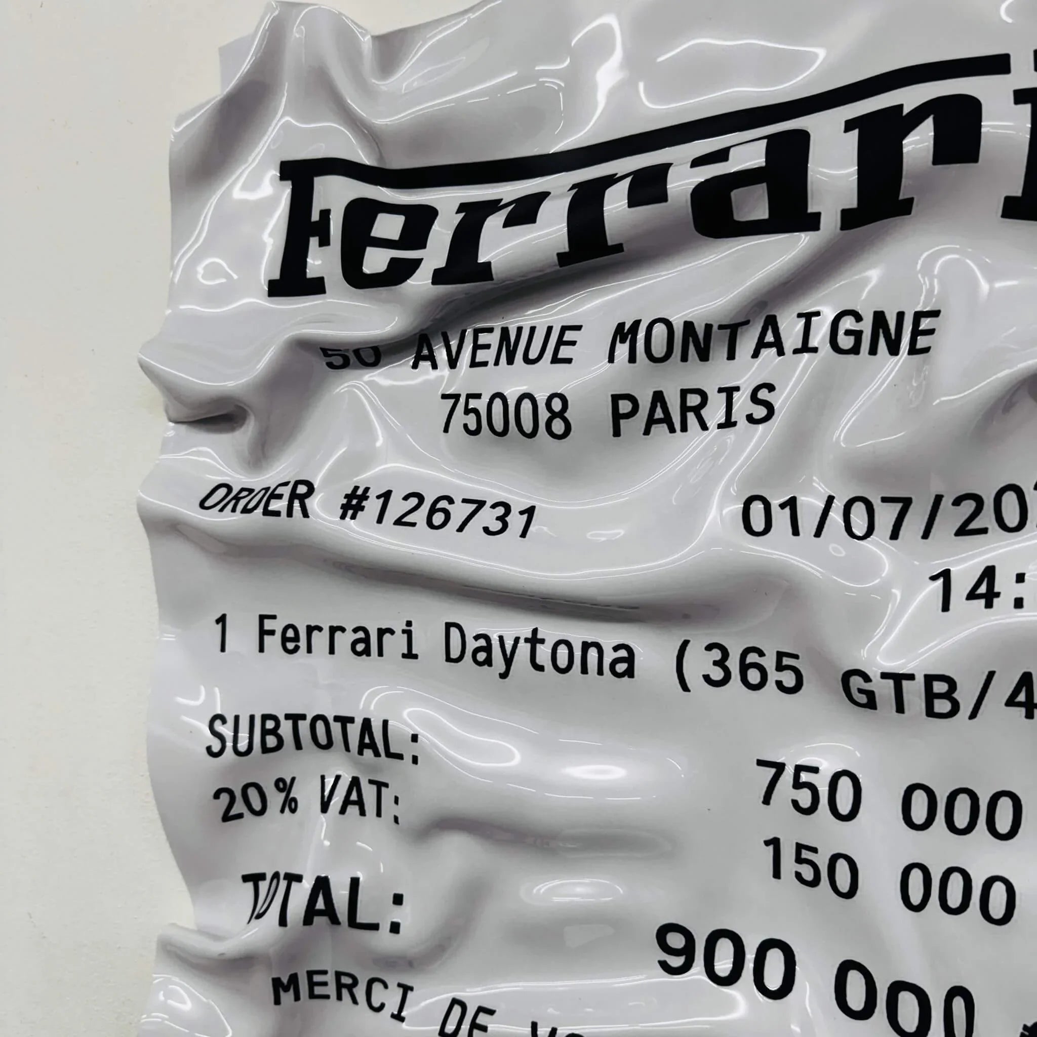 Tableau Déco Ticket Ferrari Daytona 365 GTB - Tableau froissé