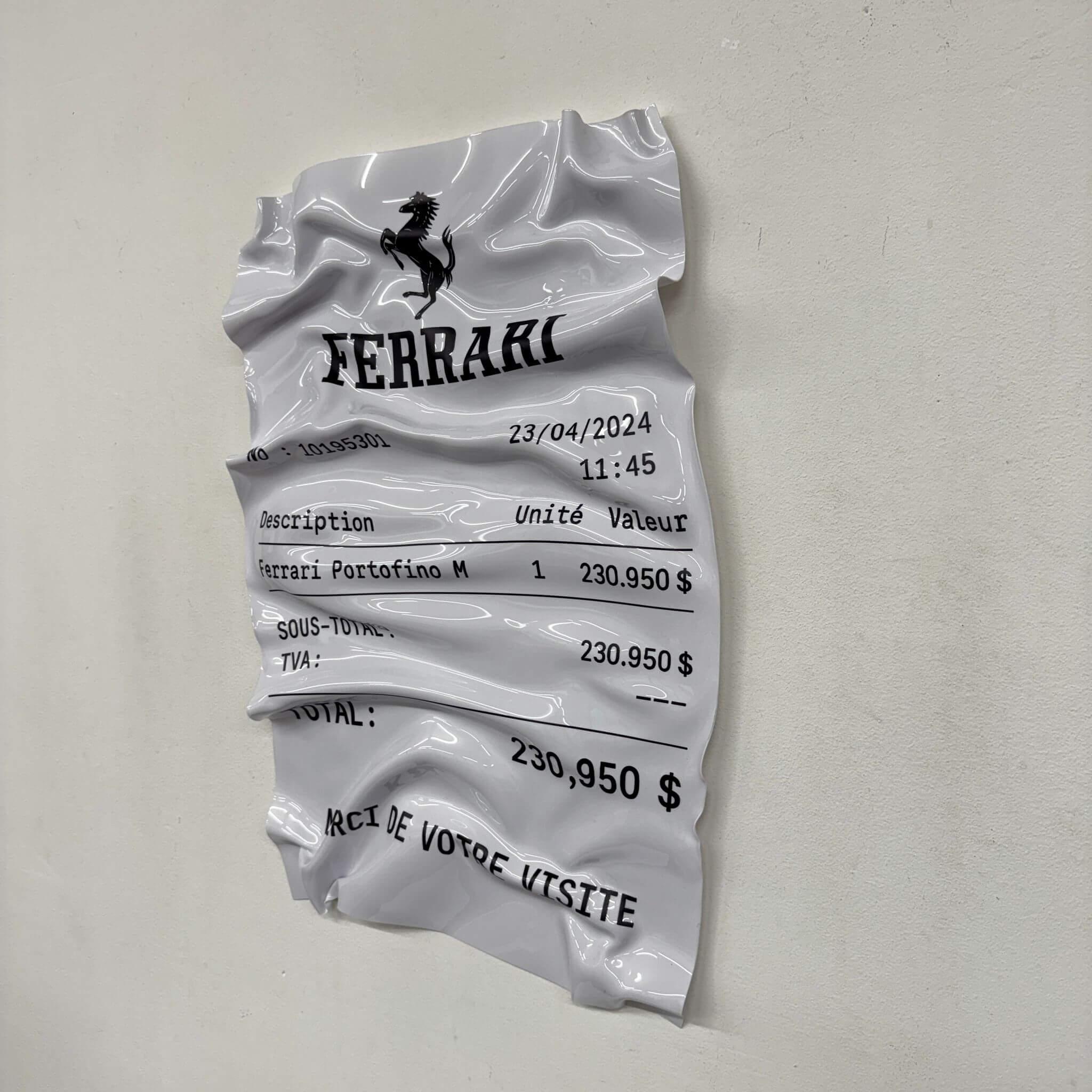 Tableau froissé – Ticket Ferrari Portofino M