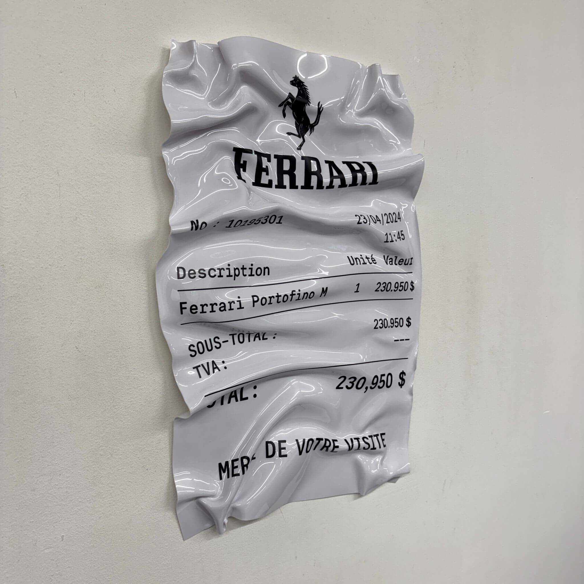 Tableau froissé – Ticket Ferrari Portofino M