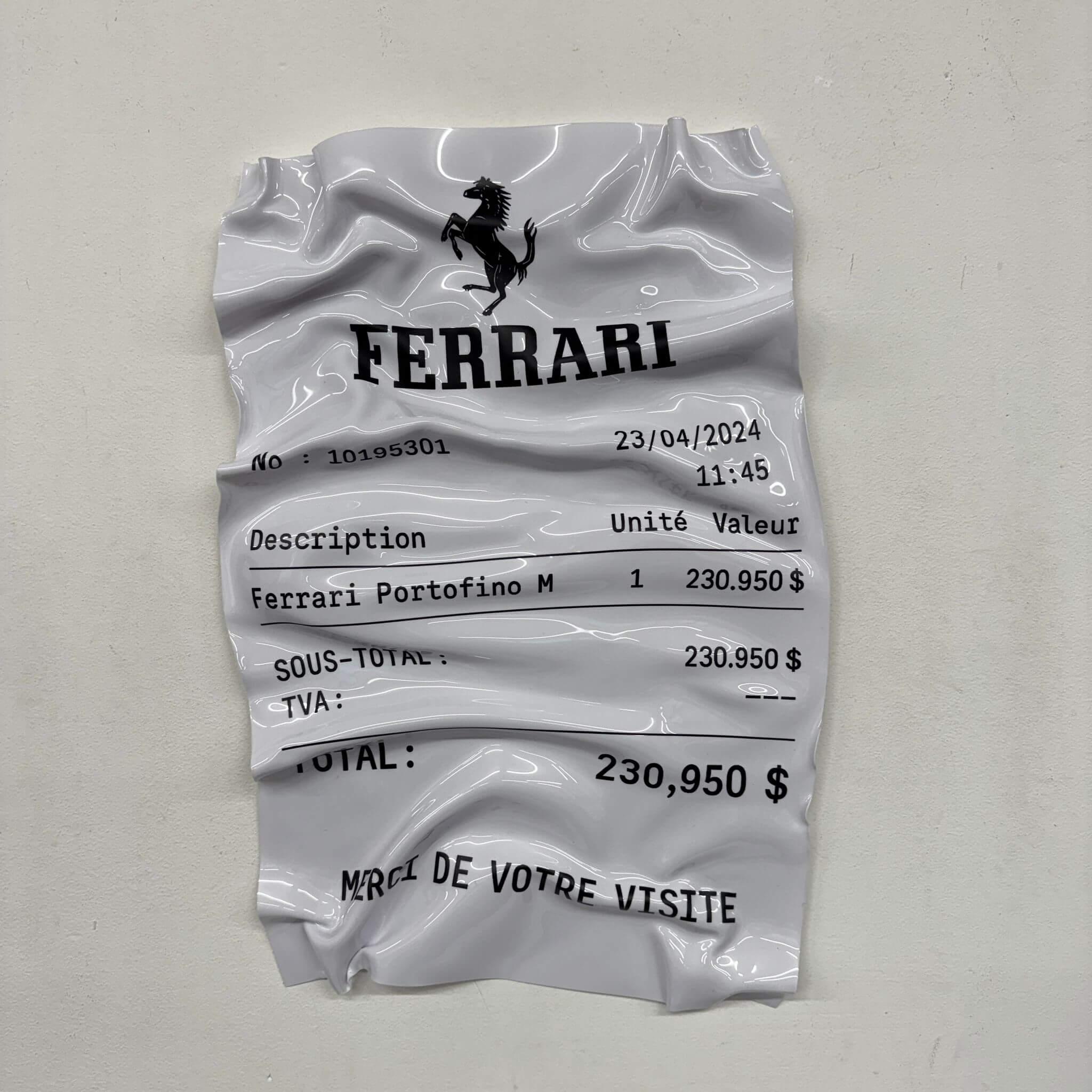 Tableau froissé – Ticket Ferrari Portofino M