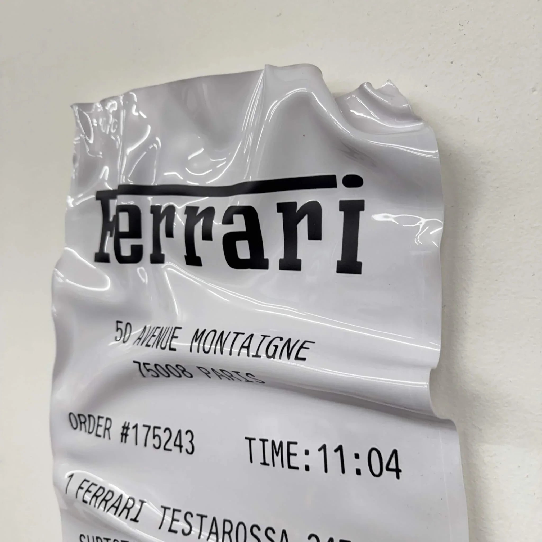 Tableau froissé – Ticket Ferrari Testarossa-