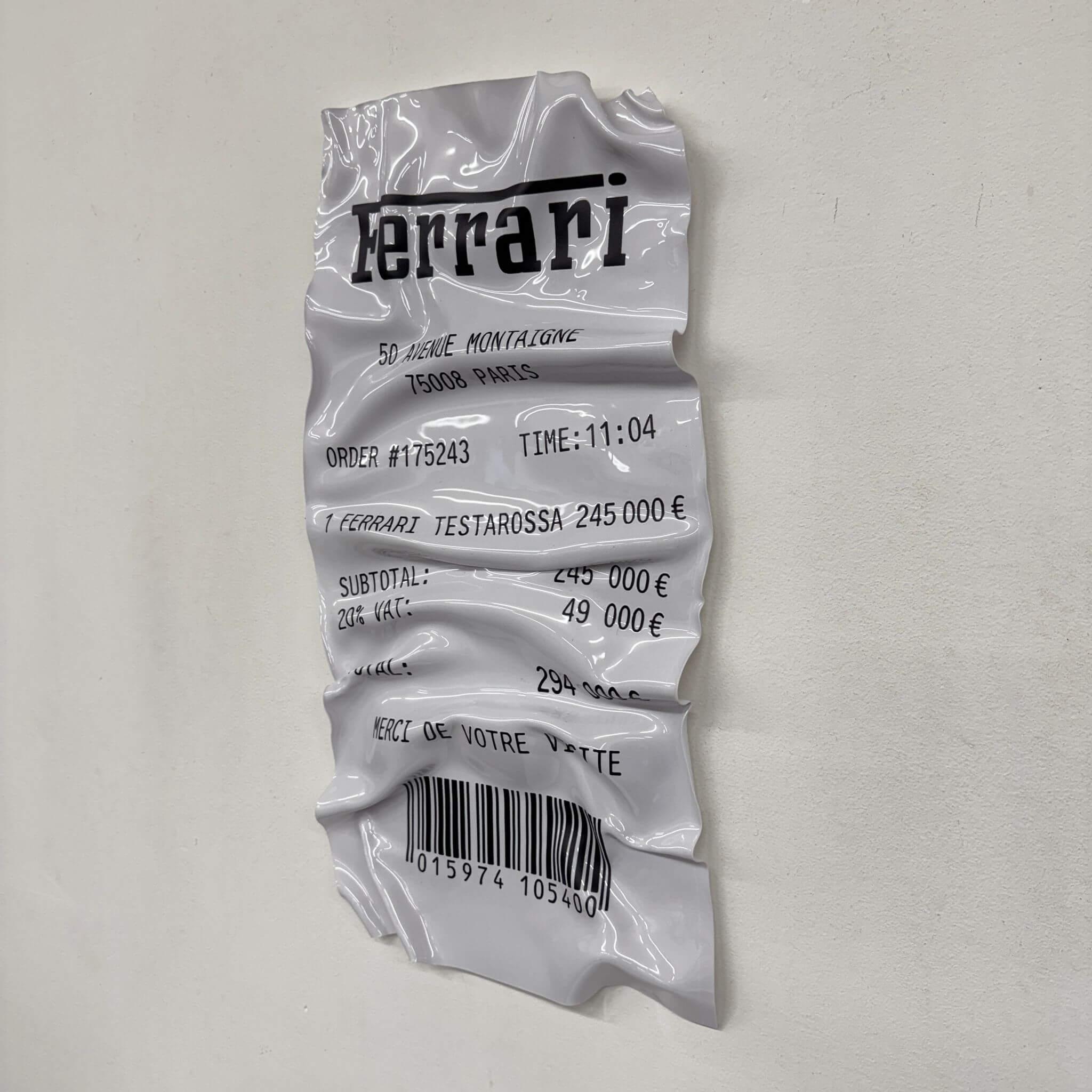 Tableau froissé – Ticket Ferrari Testarossa-