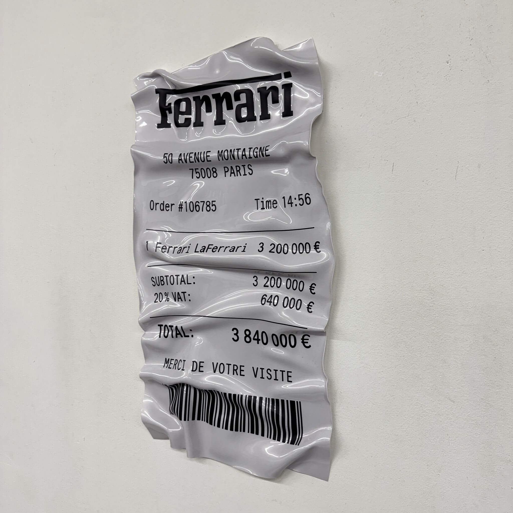 Tableau Déco Ticket "LaFerrari" - Tableau froissé