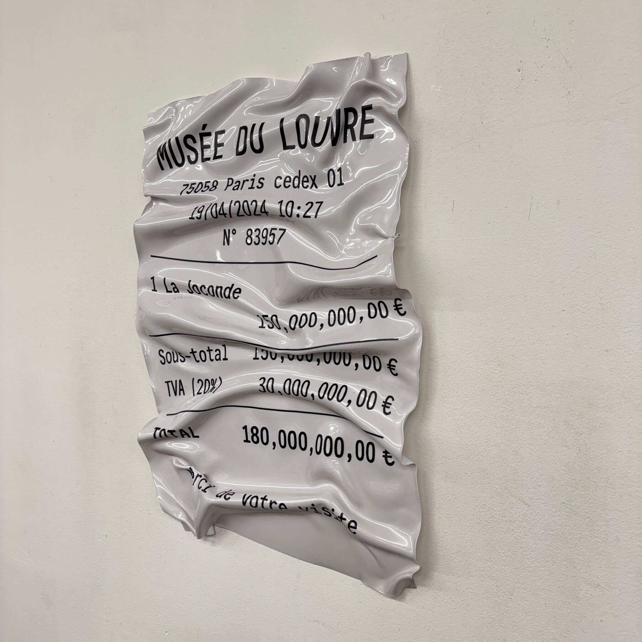 Tableau froissé – Ticket Musée du Louvre La Joconde