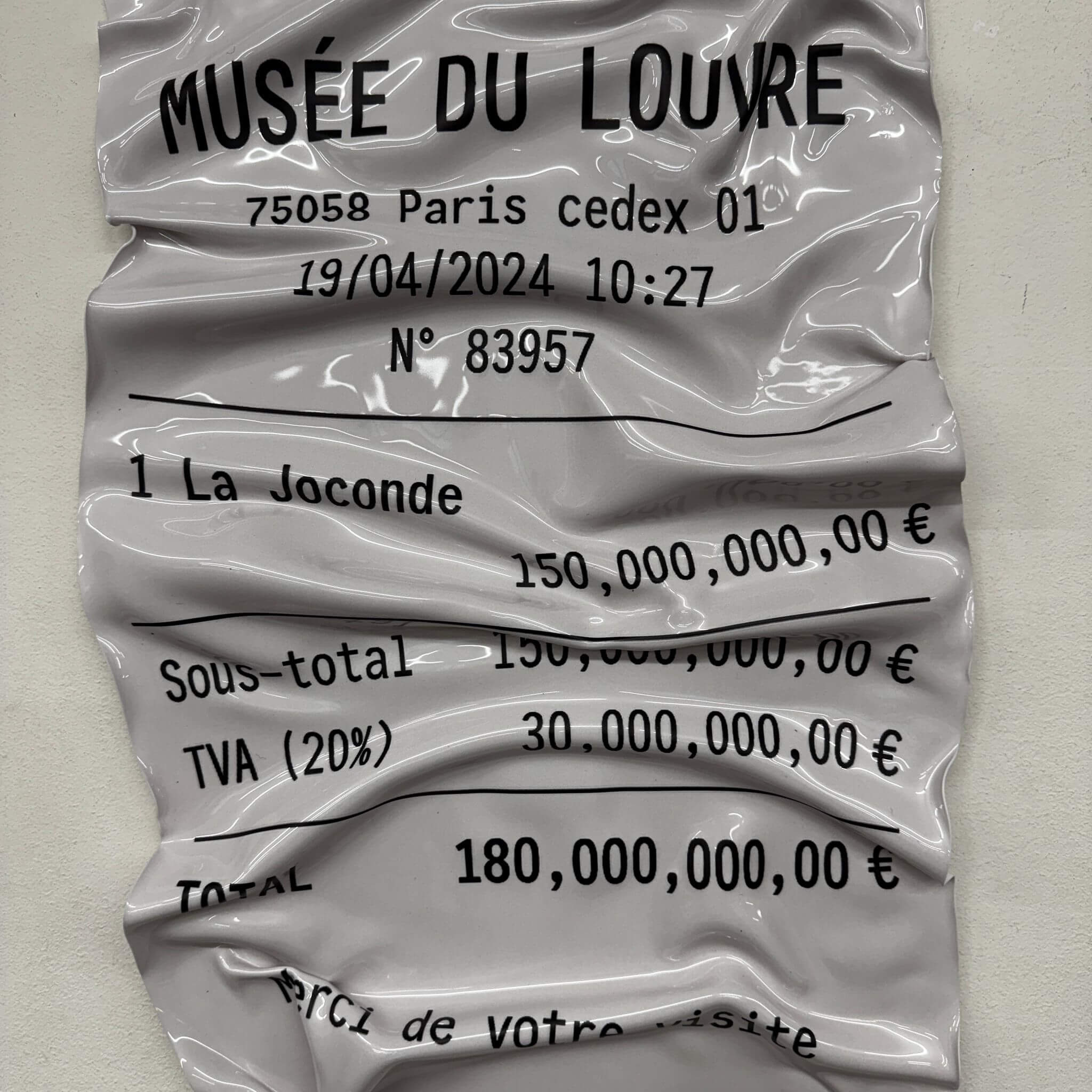 Tableau froissé – Ticket Musée du Louvre La Joconde