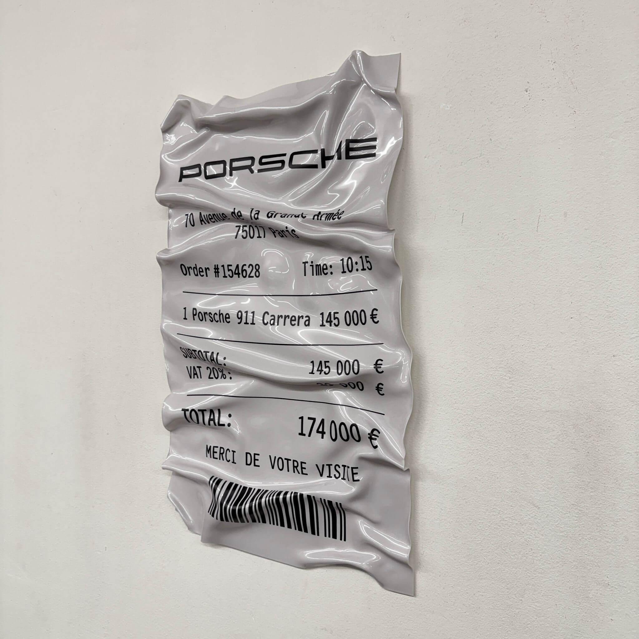 Tableau Déco Ticket Porsche 911 Carrera - Tableau froissé