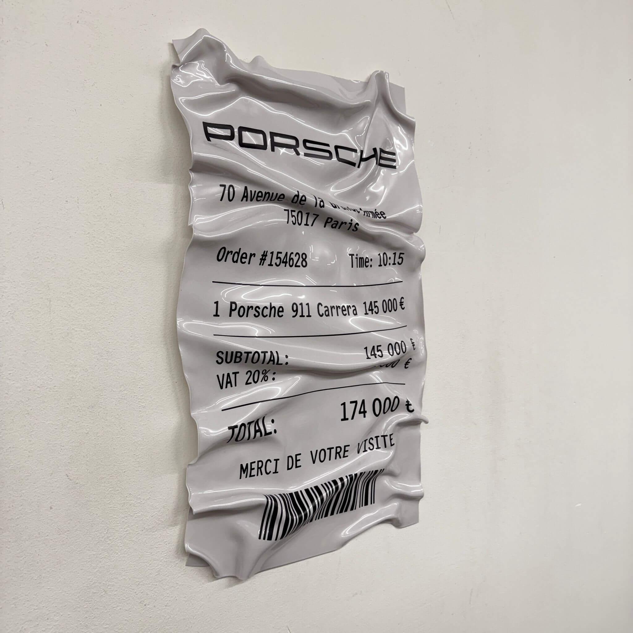 Tableau Déco Ticket Porsche 911 Carrera - Tableau froissé