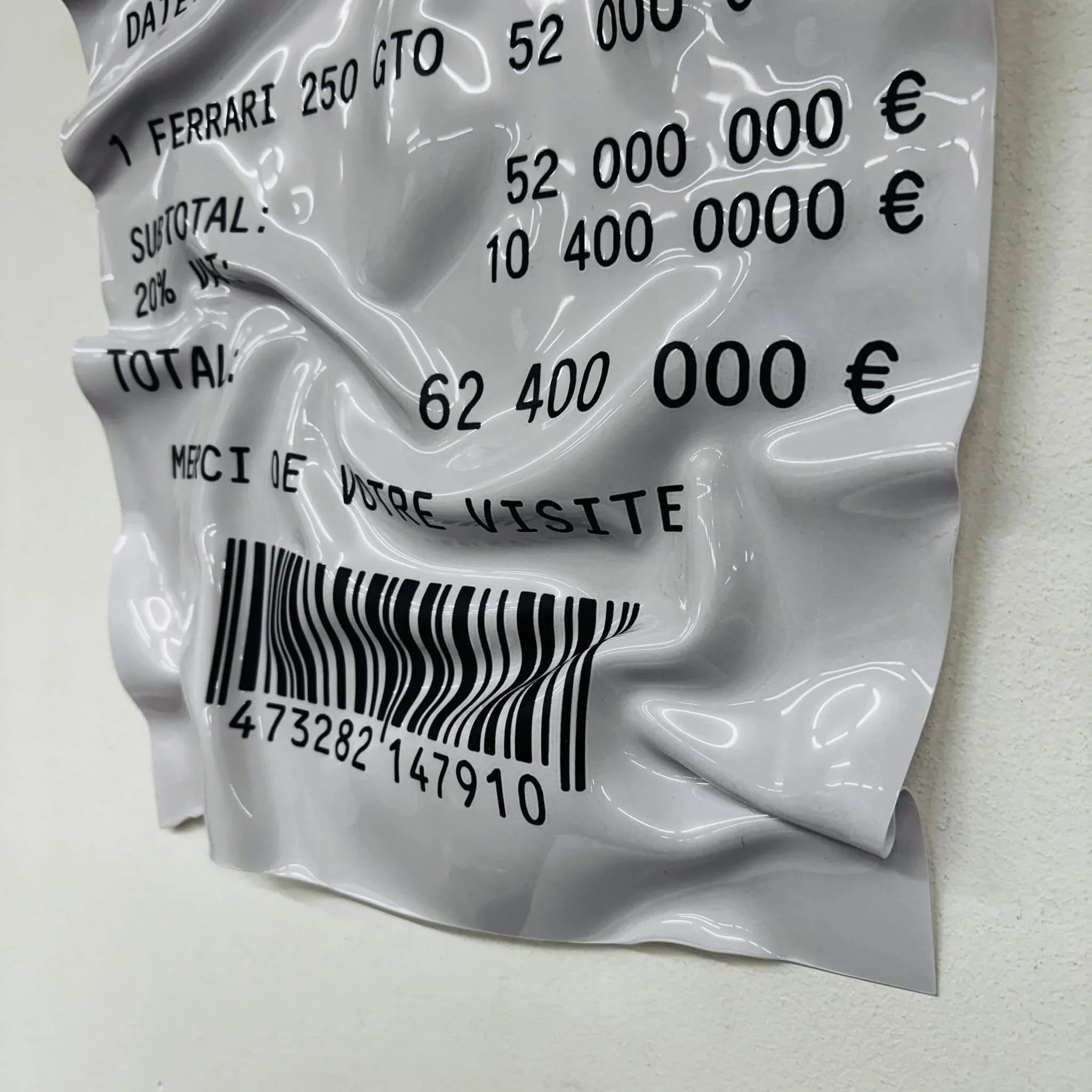 Tableau Déco Ticket Ferrari 250 GTO - Tableau froissé