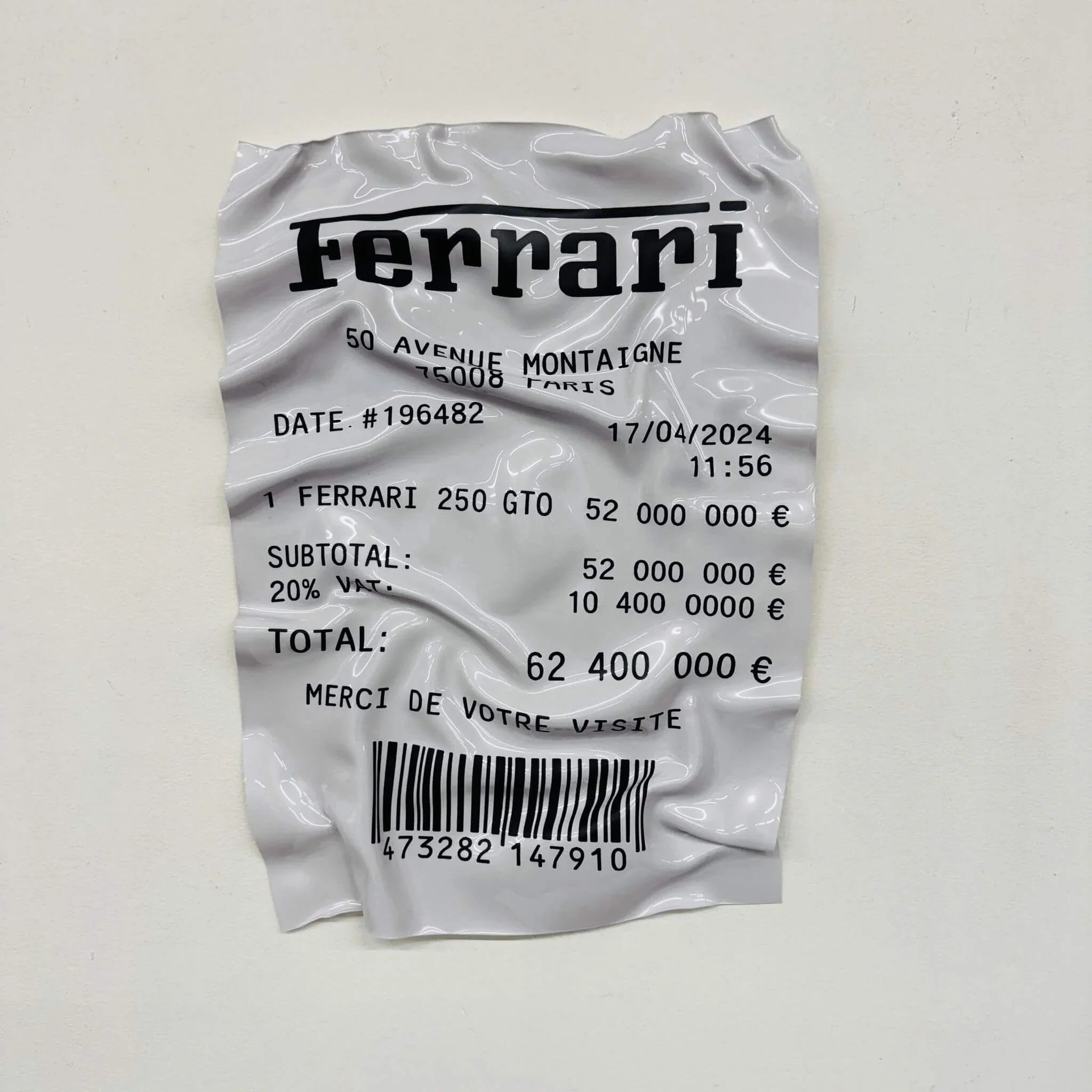 Tableau Déco Ticket Ferrari 250 GTO - Tableau froissé