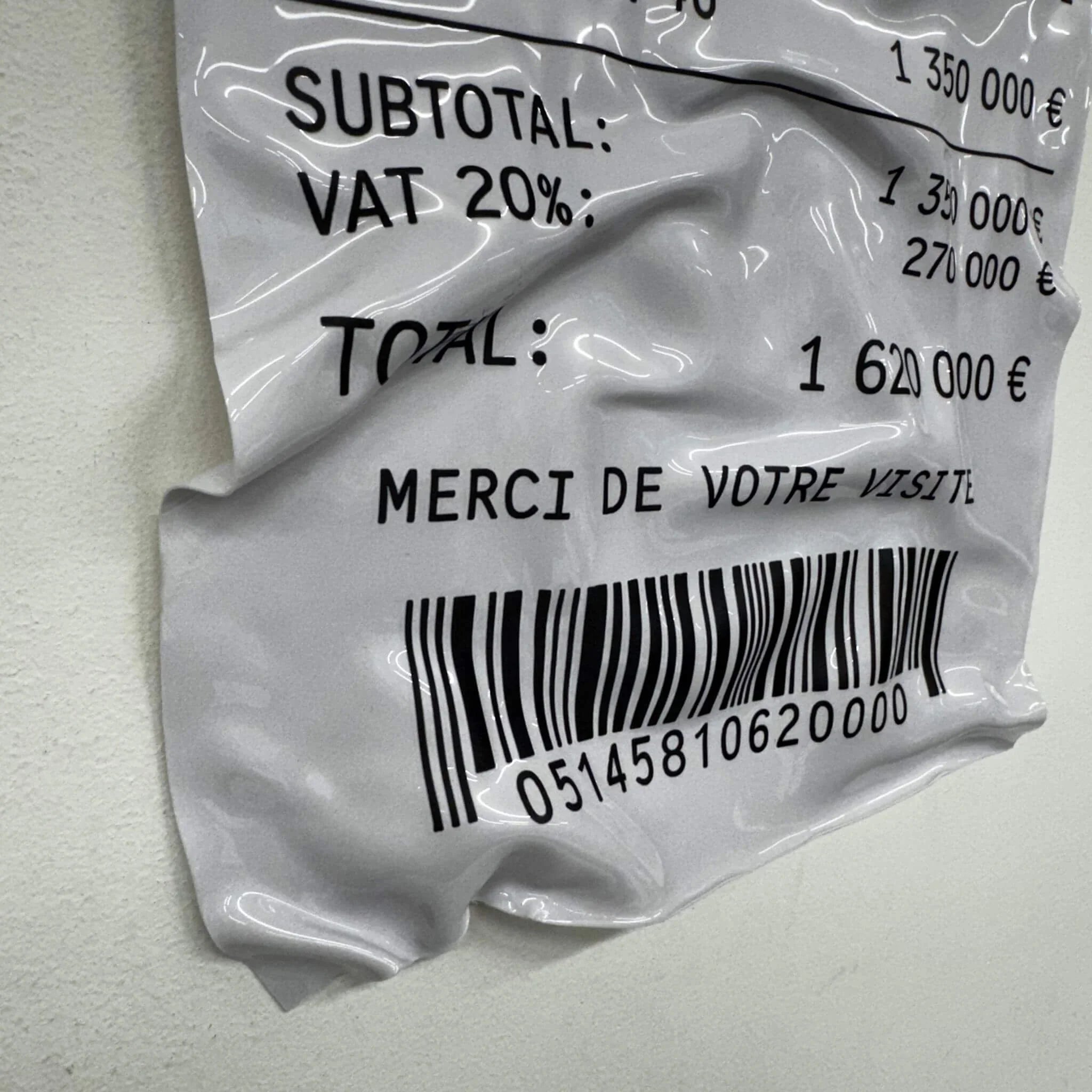 Tableau Déco Ticket de Caisse "Ferrari F40" - Tableau froissé