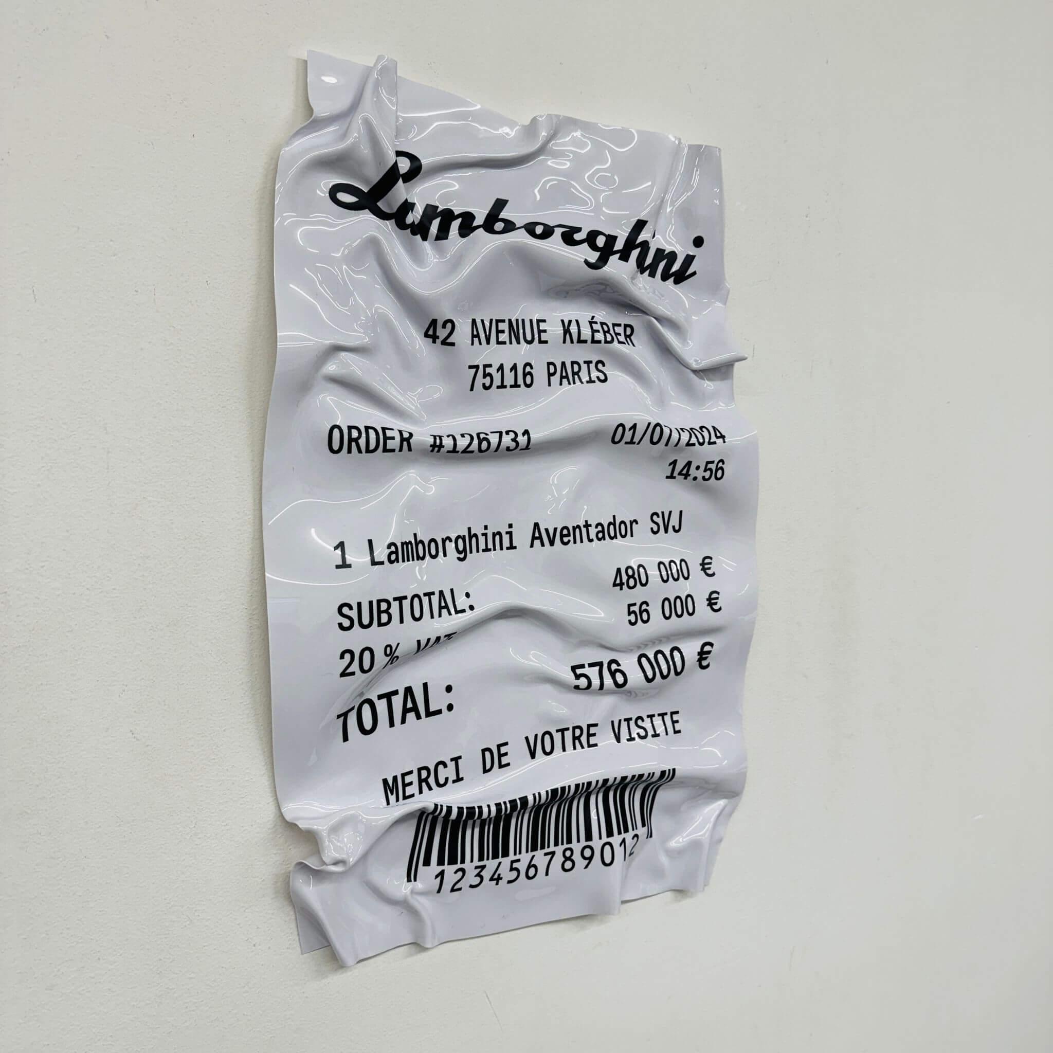 Tableau froissé – Ticket Lamborghini Aventador SVJ