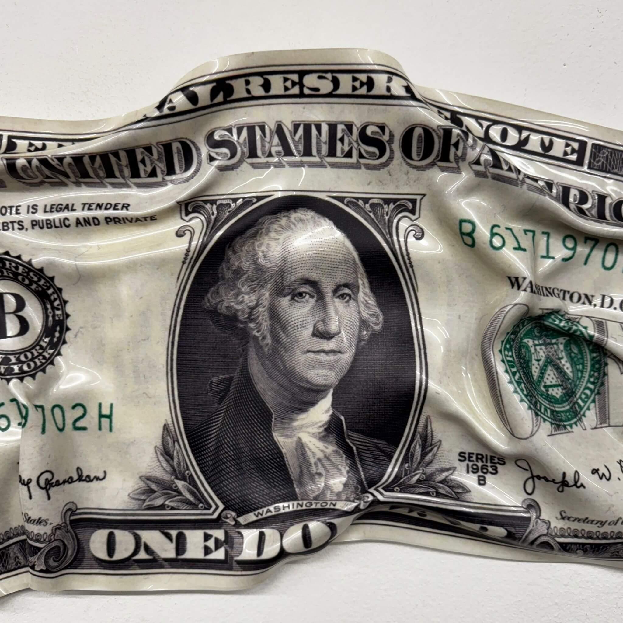 Tableau Déco Washington Bill 1$ - Tableau froissé