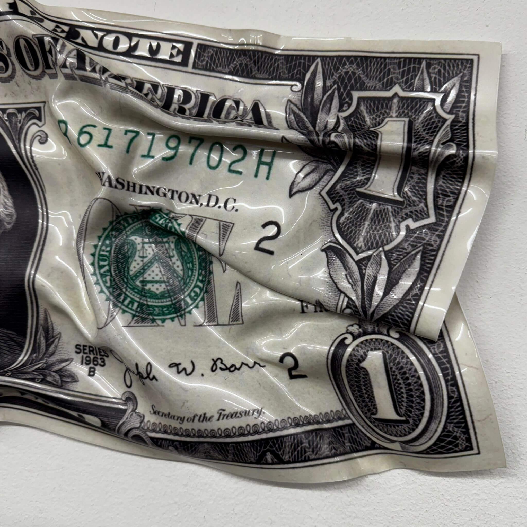 Tableau Déco Washington Bill 1$ - Tableau froissé