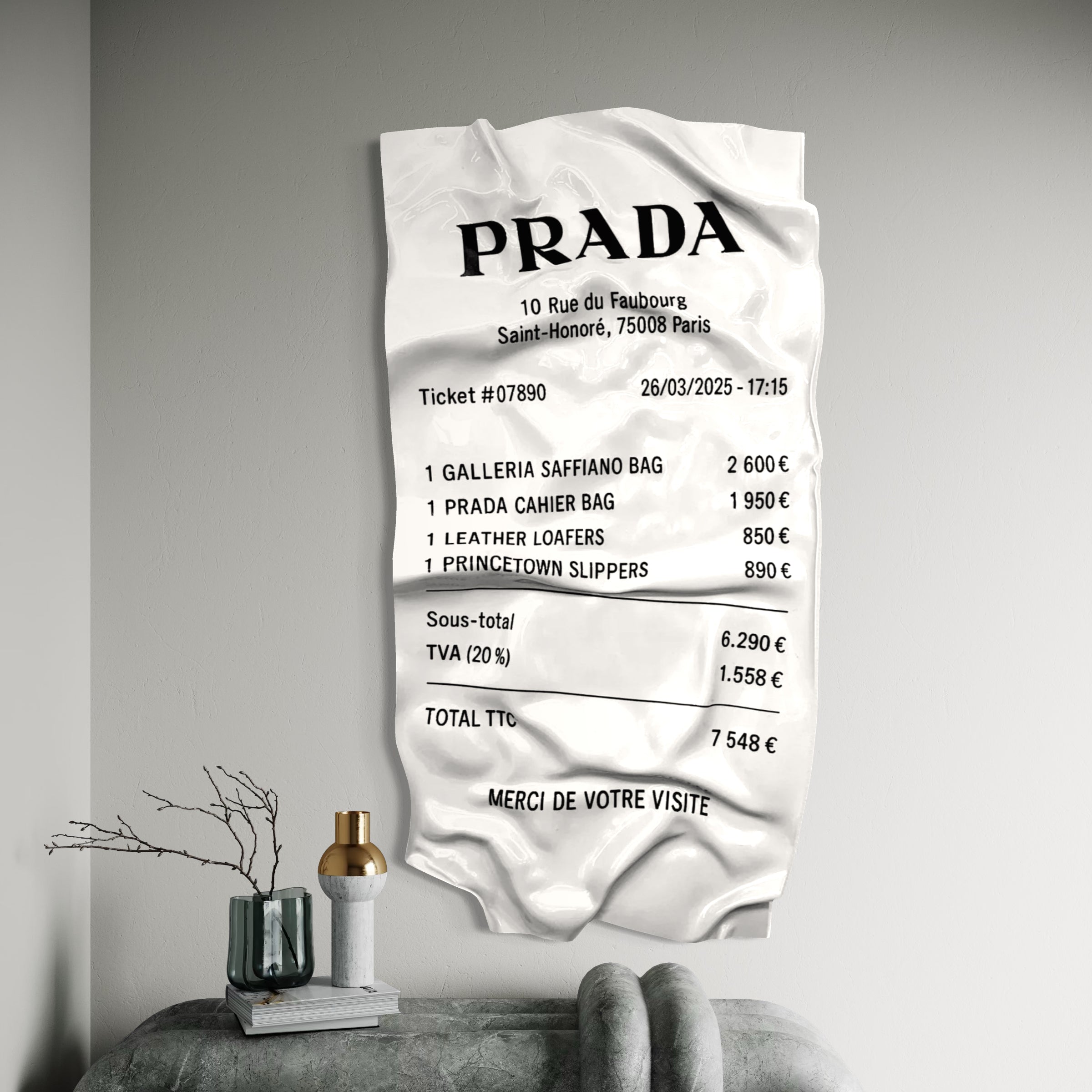 Zerknittertes Tableau - Ticket "Prada"