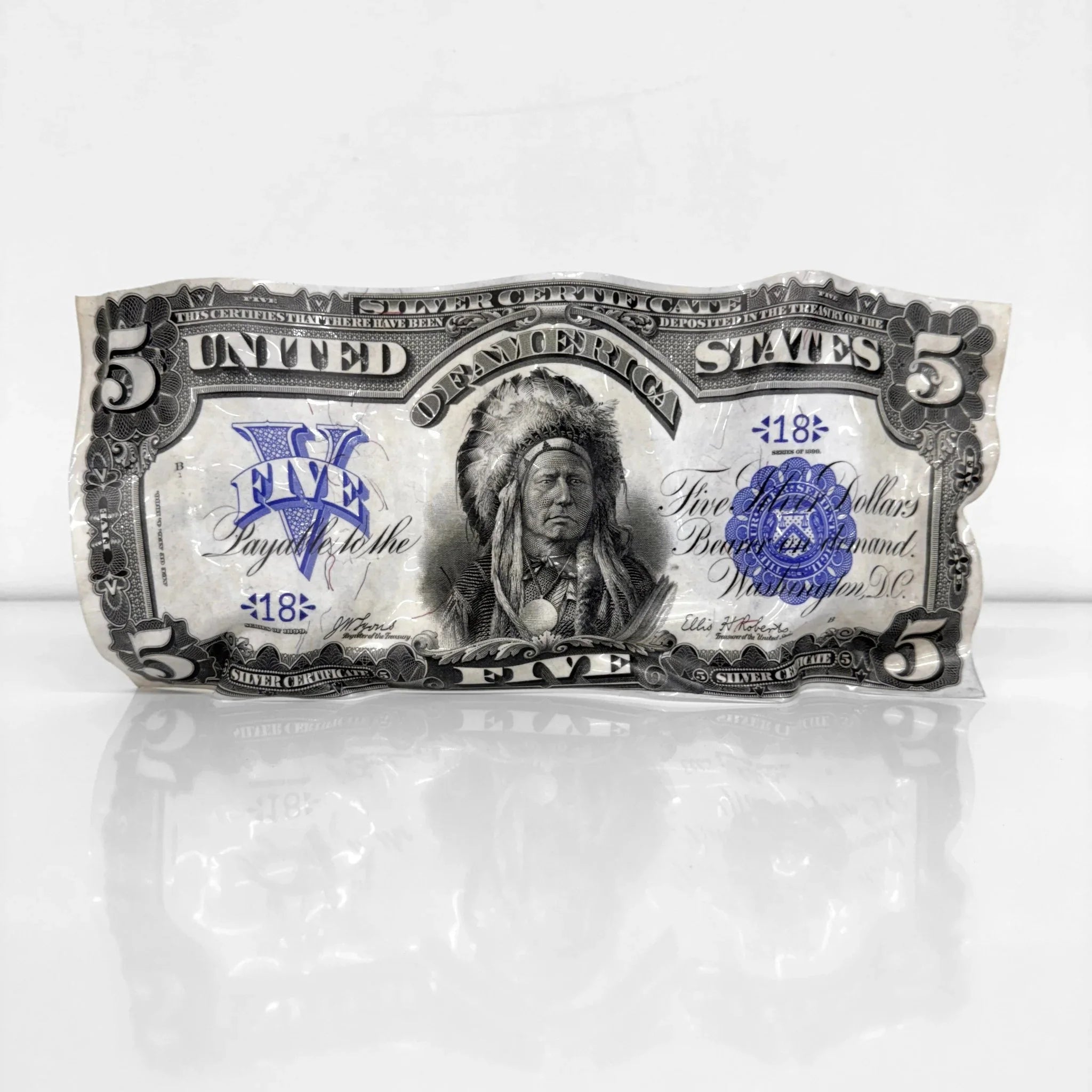 Sculpture froissé - 5$ Dollars 1899 - Luxartis