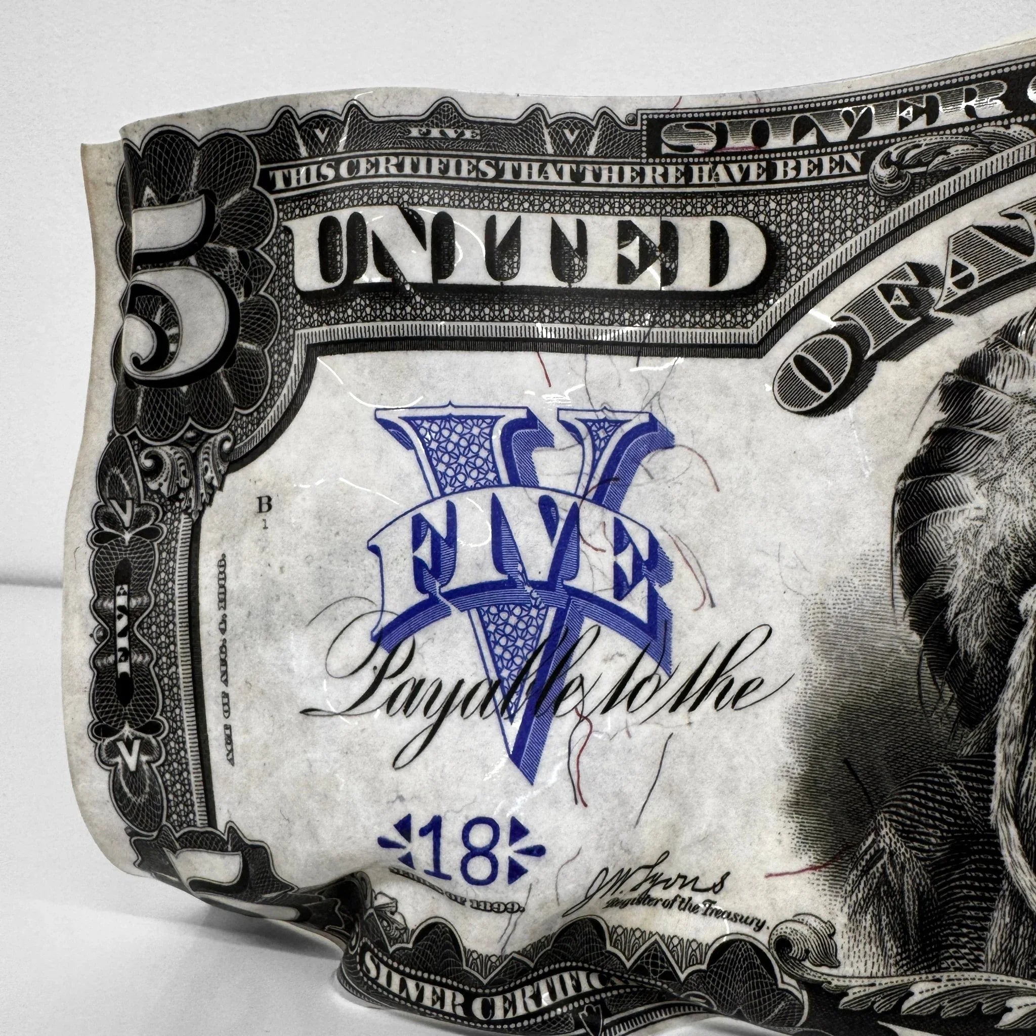 Sculpture froissé - 5$ Dollars 1899 - Luxartis