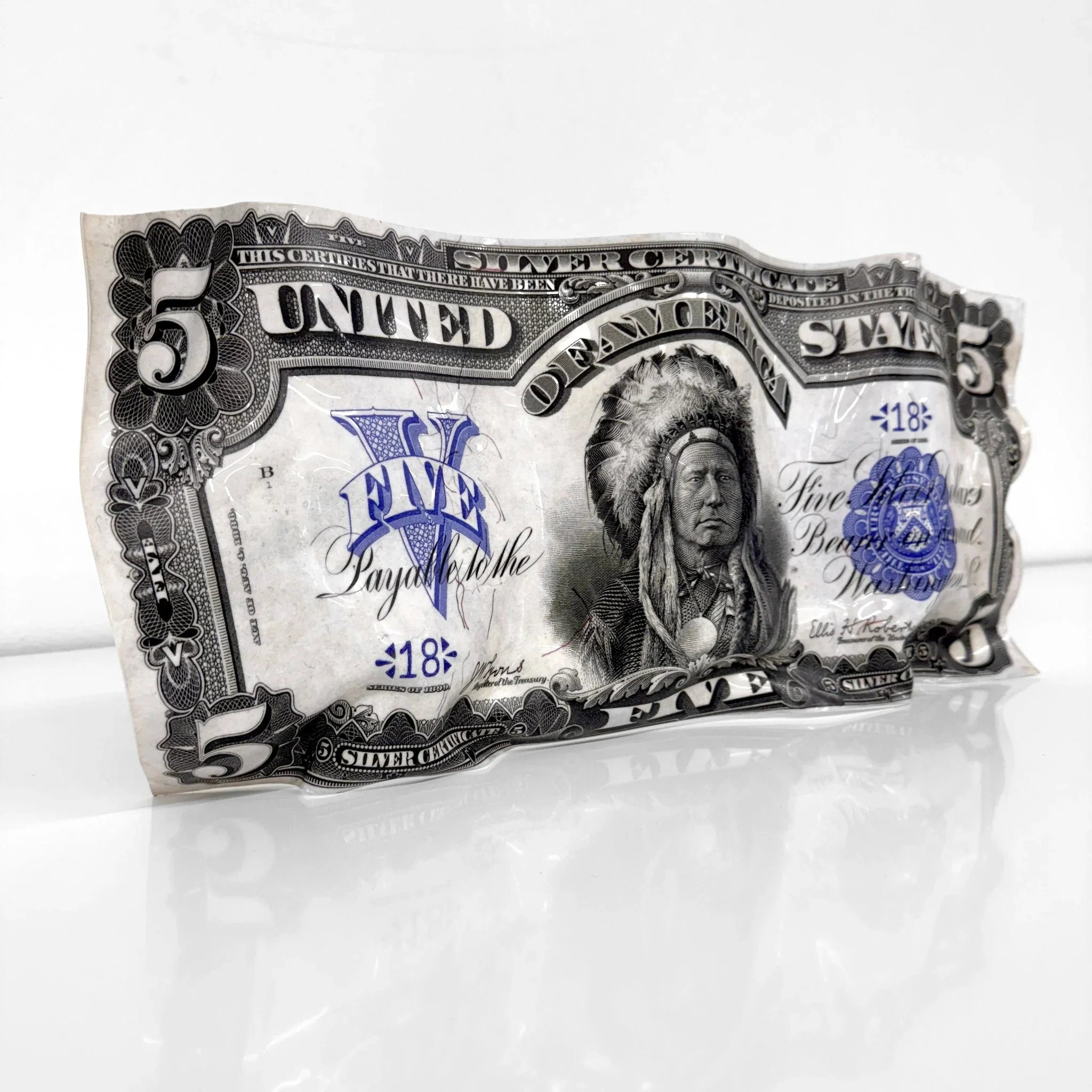 Sculpture froissé - 5$ Dollars 1899 - Luxartis