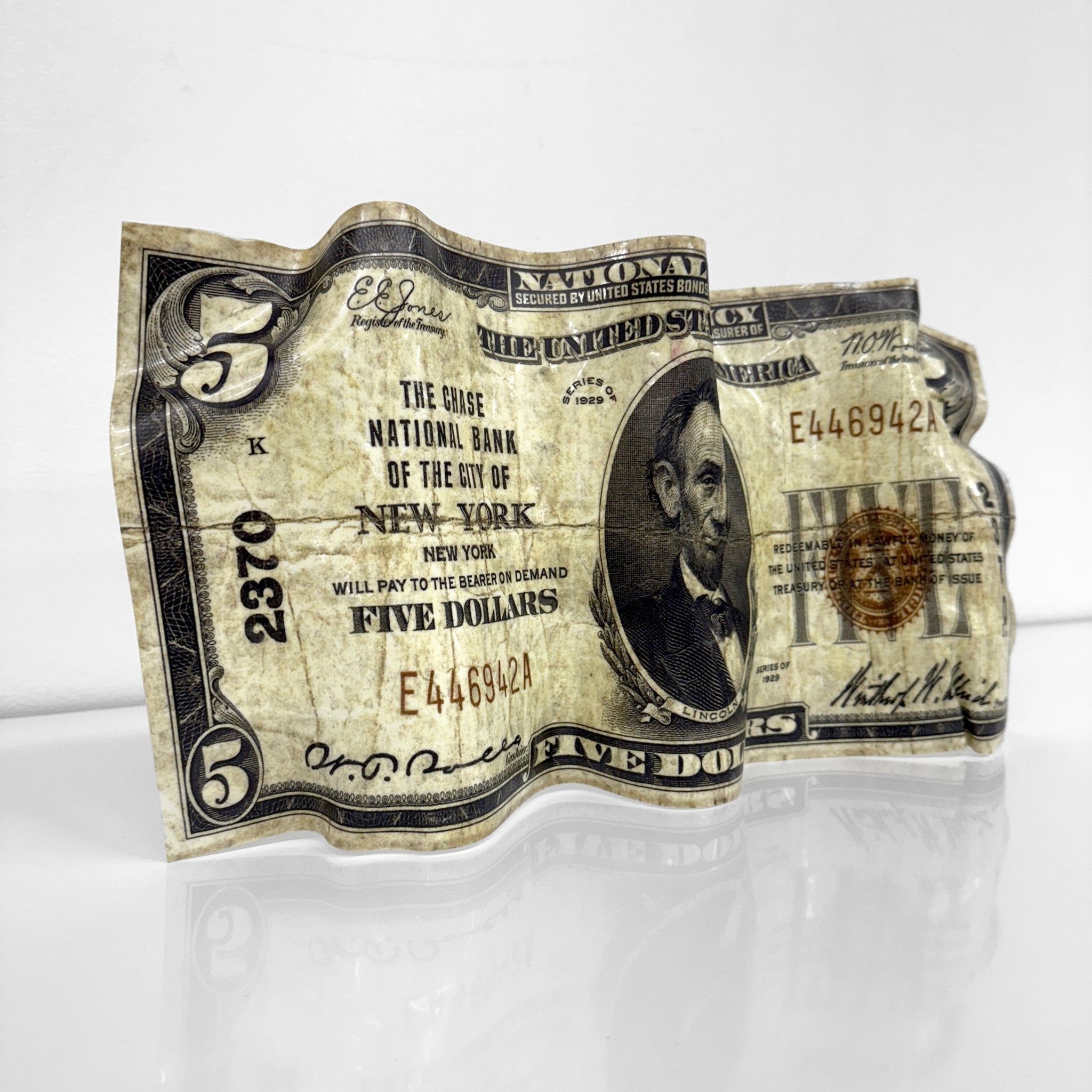 Sculpture froissé - 5$ Dollars 1929 - Luxartis