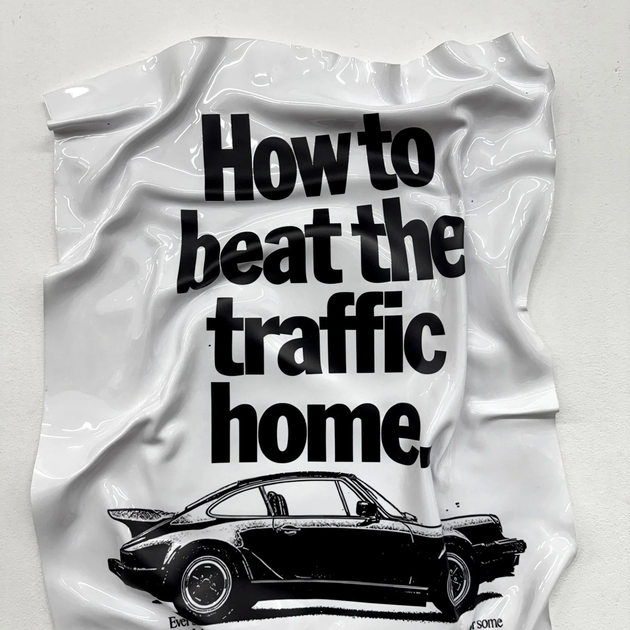 Tableau froissé - Affiche Porsche Vintage "How to beat the traffic home" - Luxartis
