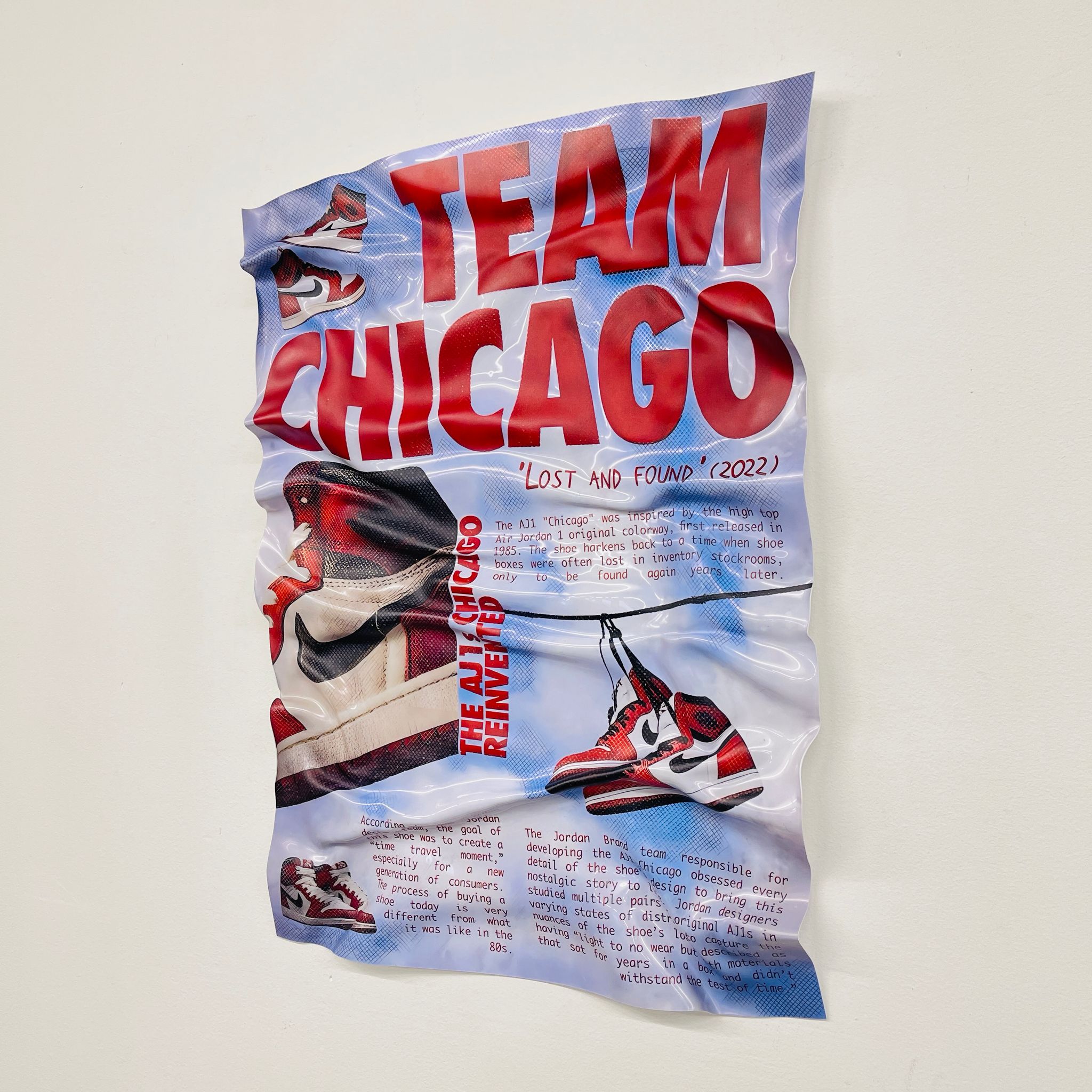 Tableau froissé - Air Jordan "Team Chicago" - Luxartis