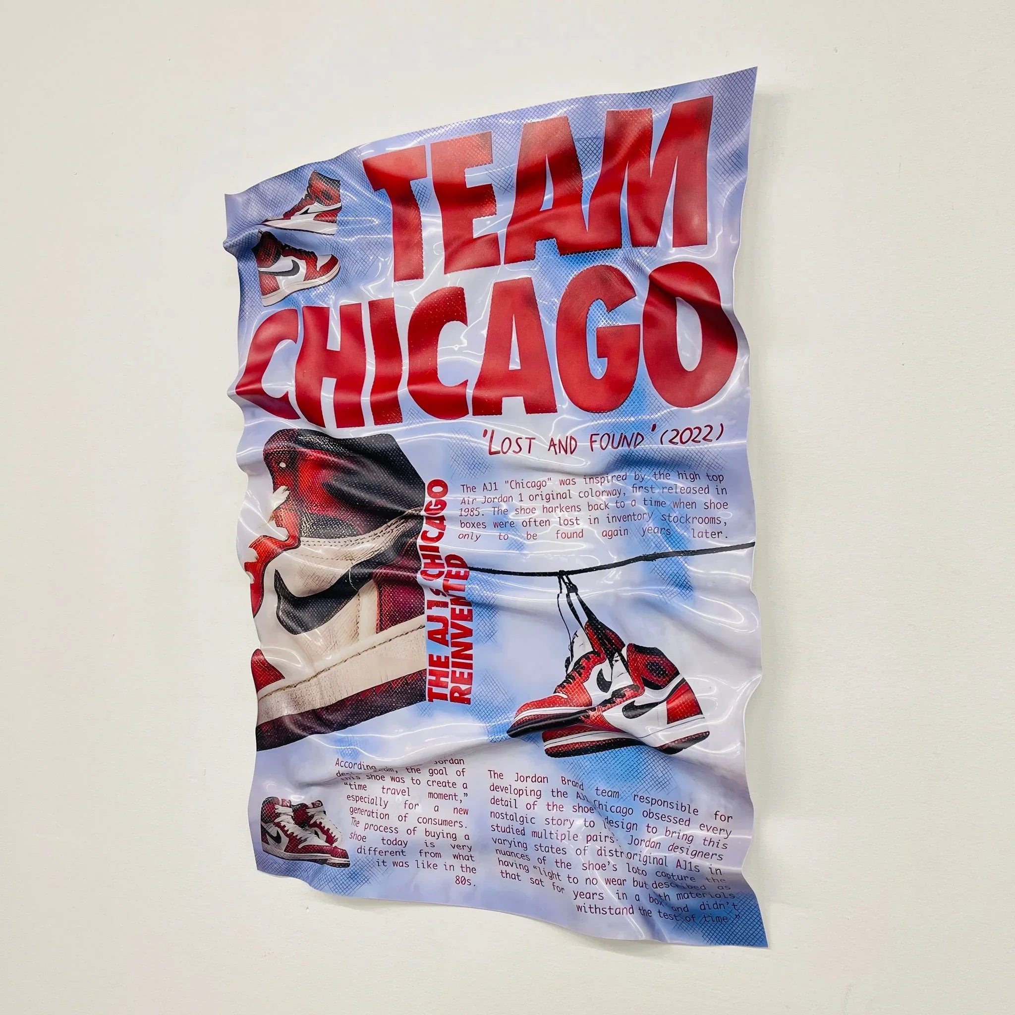 Tableau froissé - Air Jordan "Team Chicago" - Luxartis