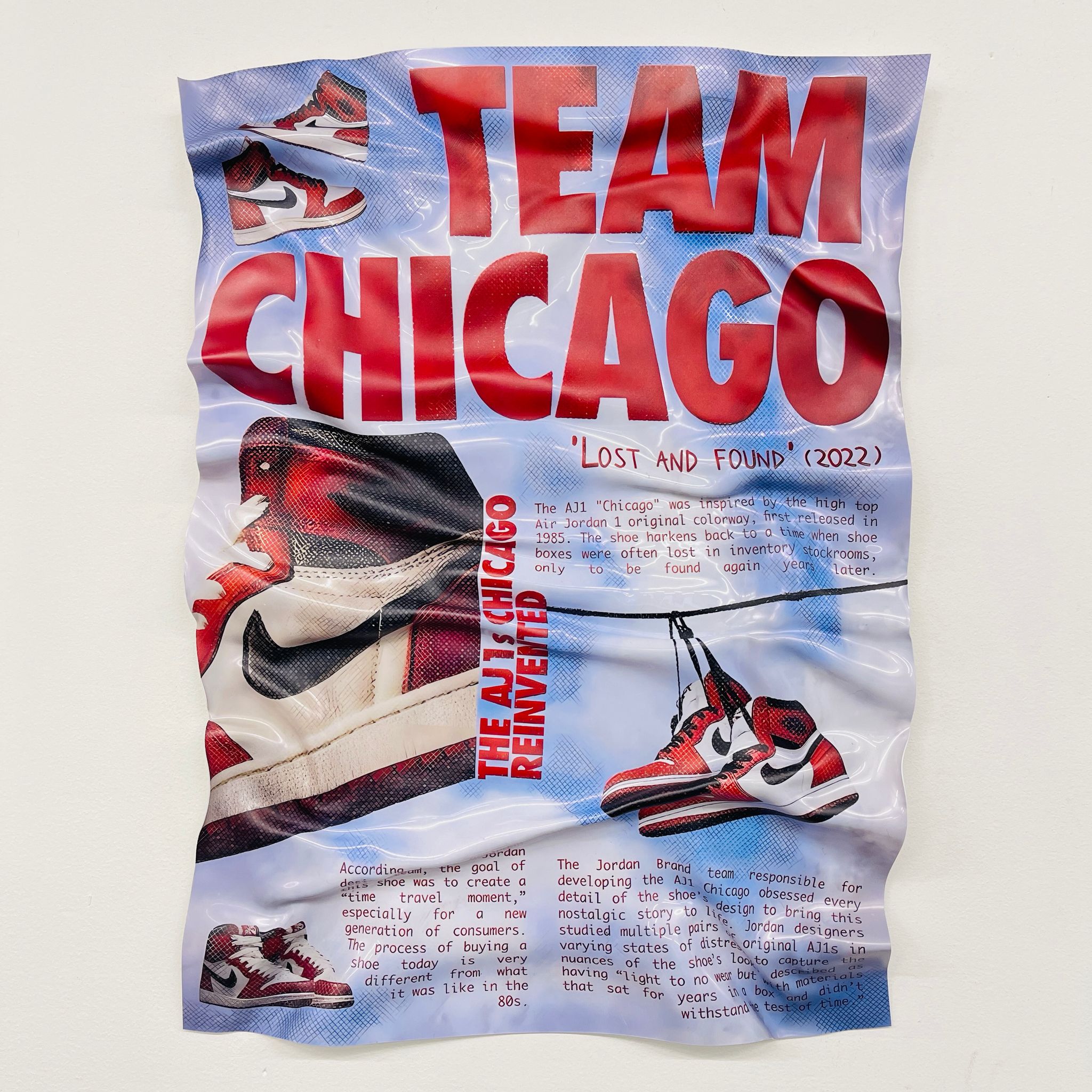 Tableau froissé - Air Jordan "Team Chicago" - Luxartis