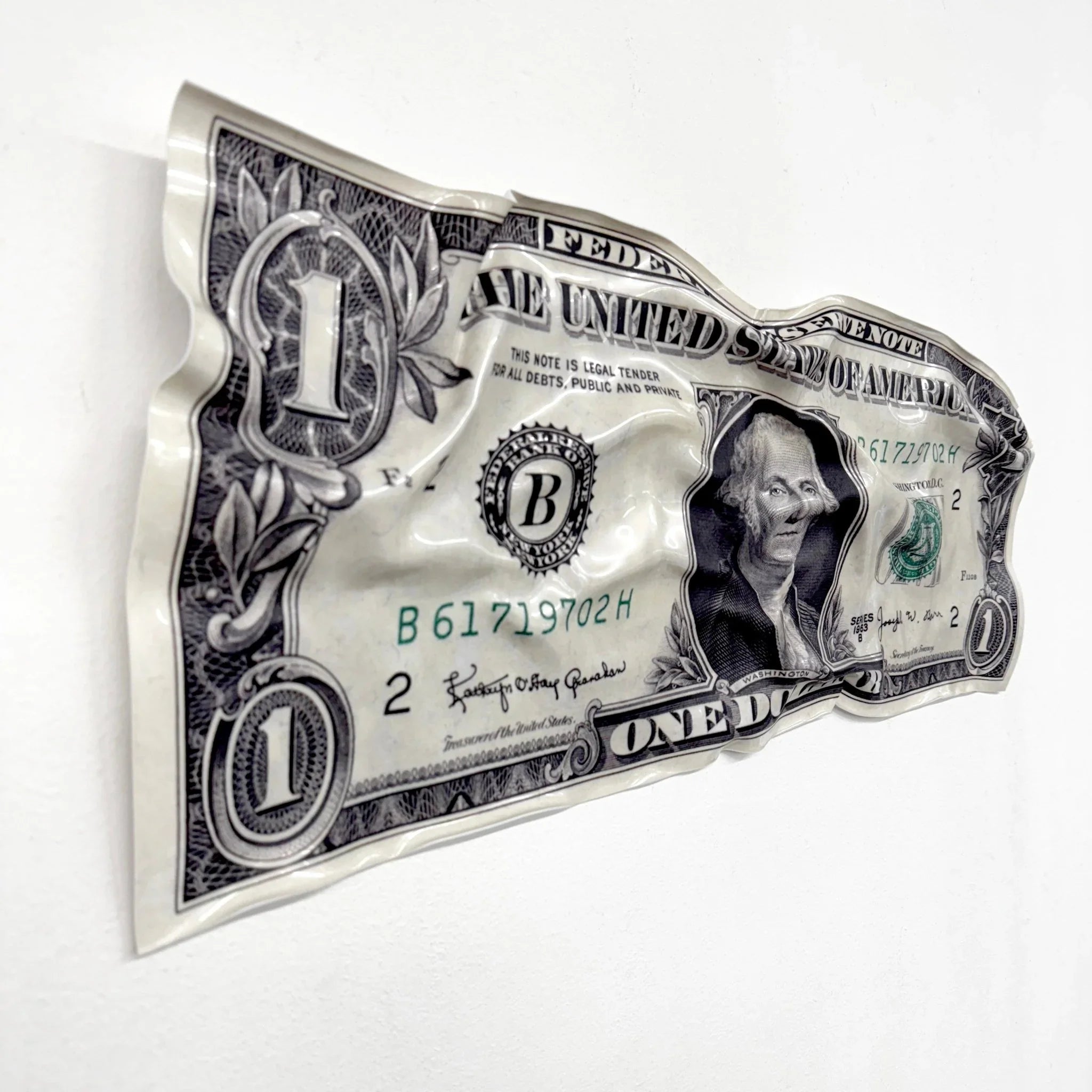 Tableau froissé - Billet de 1 Dollars - Luxartis