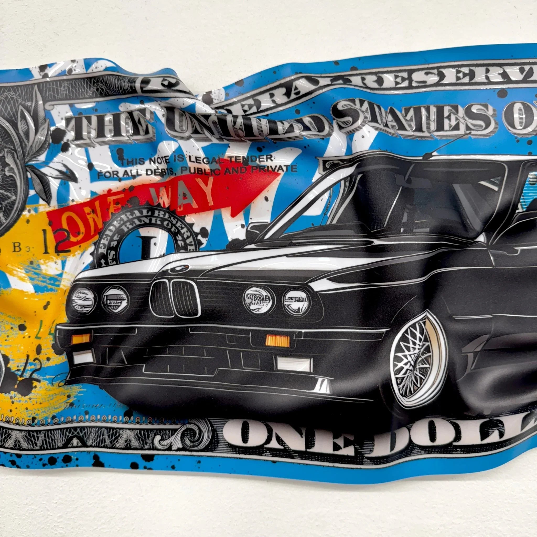 Tableau froissé - Billet de 1 Dollars BMW - Luxartis