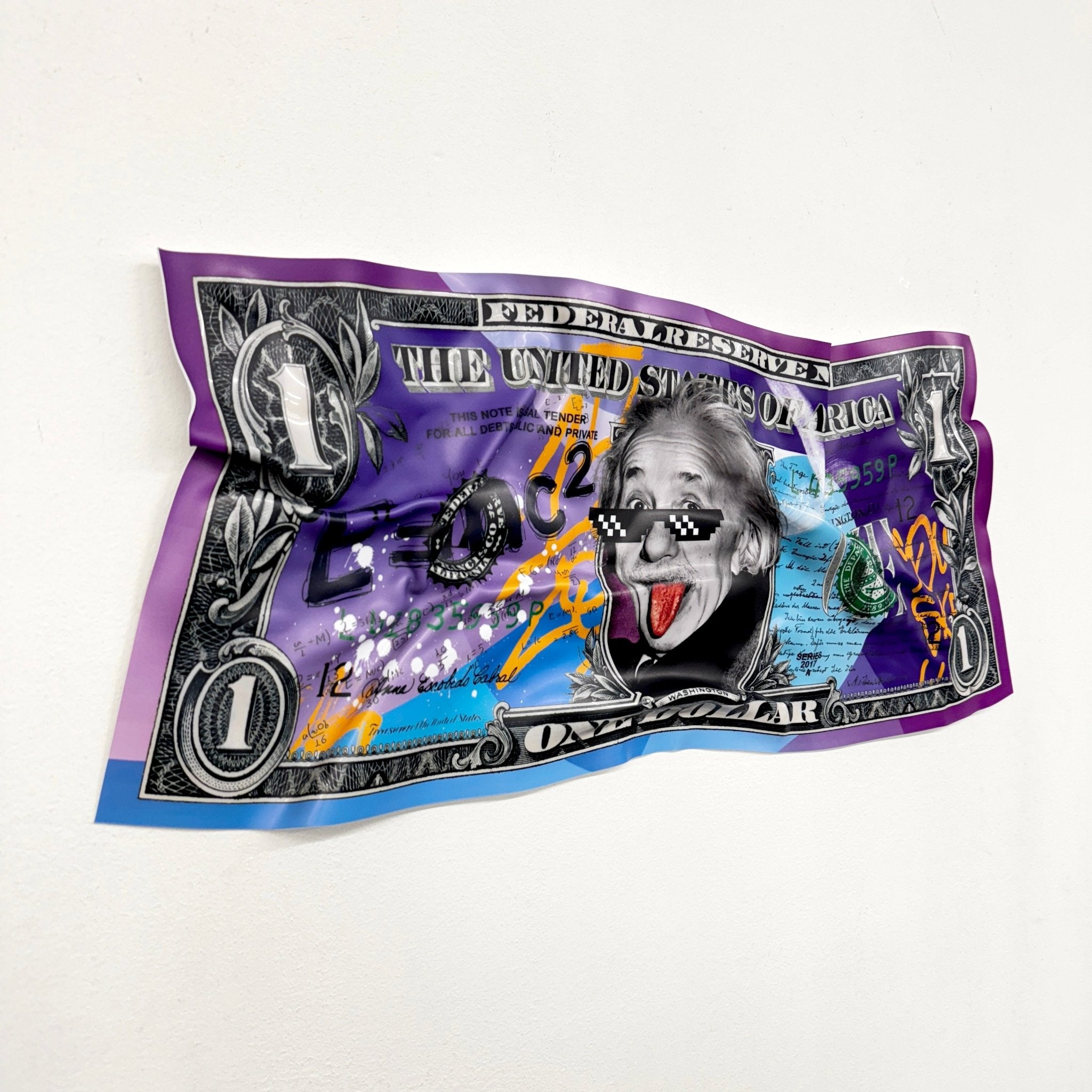 Tableau froissé - Billet de 1 Dollars Einstein - Luxartis