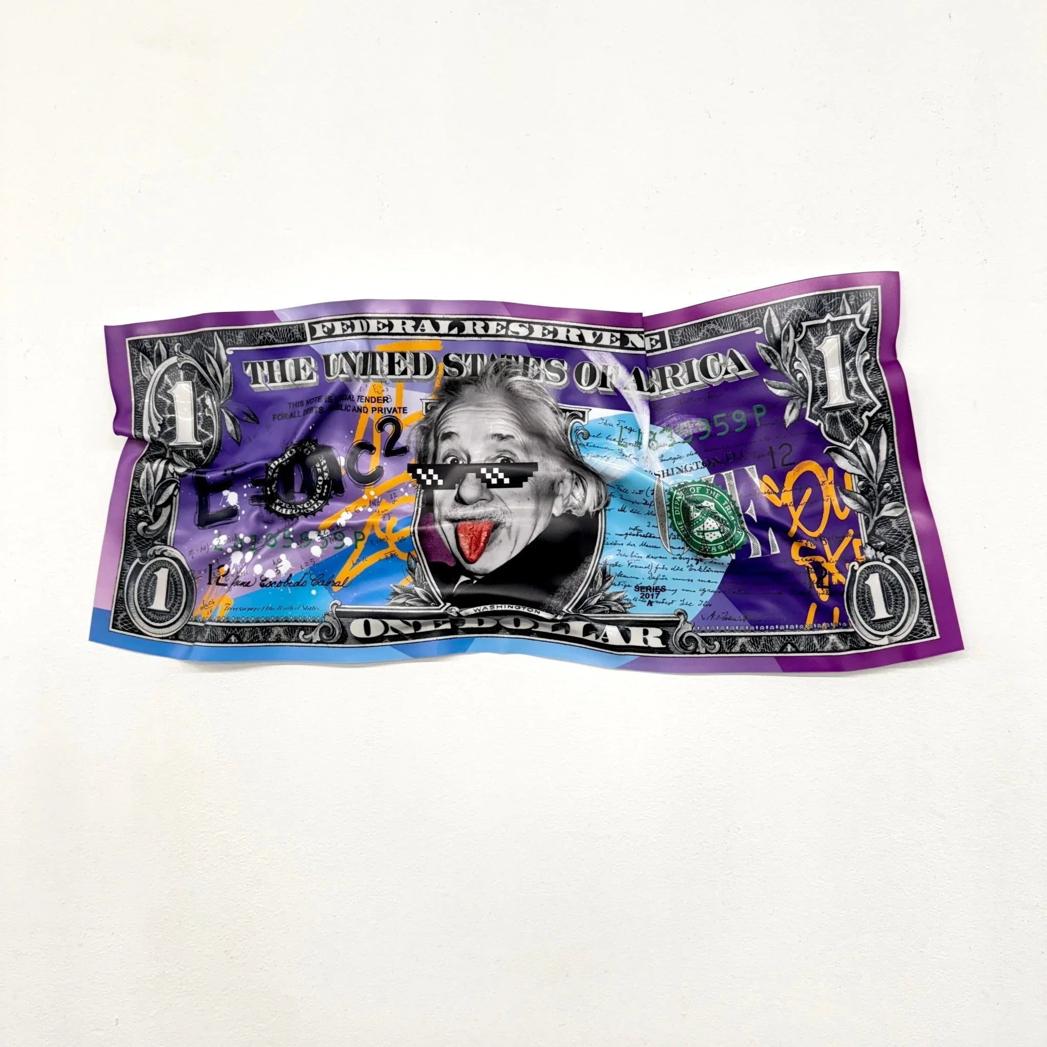 Tableau froissé - Billet de 1 Dollars Einstein - Luxartis