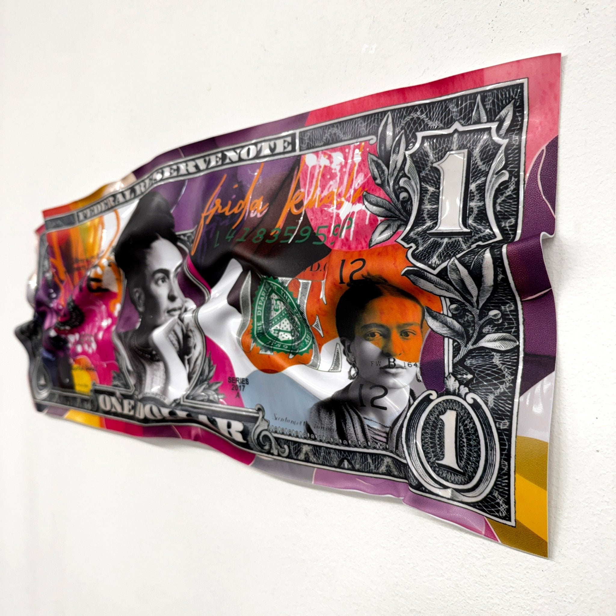 Tableau froissé - Billet de 1 Dollars Frida - Luxartis