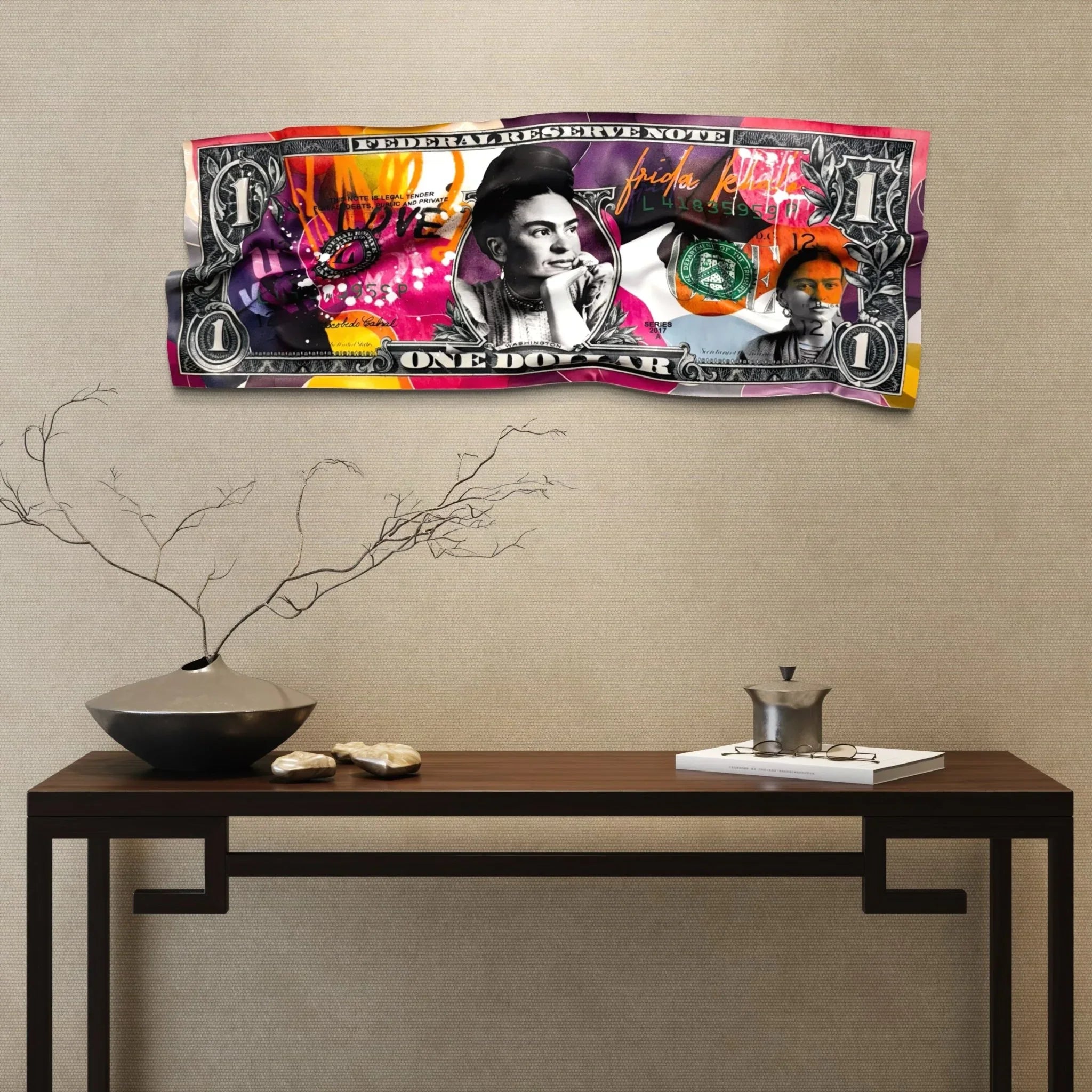 Tableau froissé - Billet de 1 Dollars Frida - Luxartis