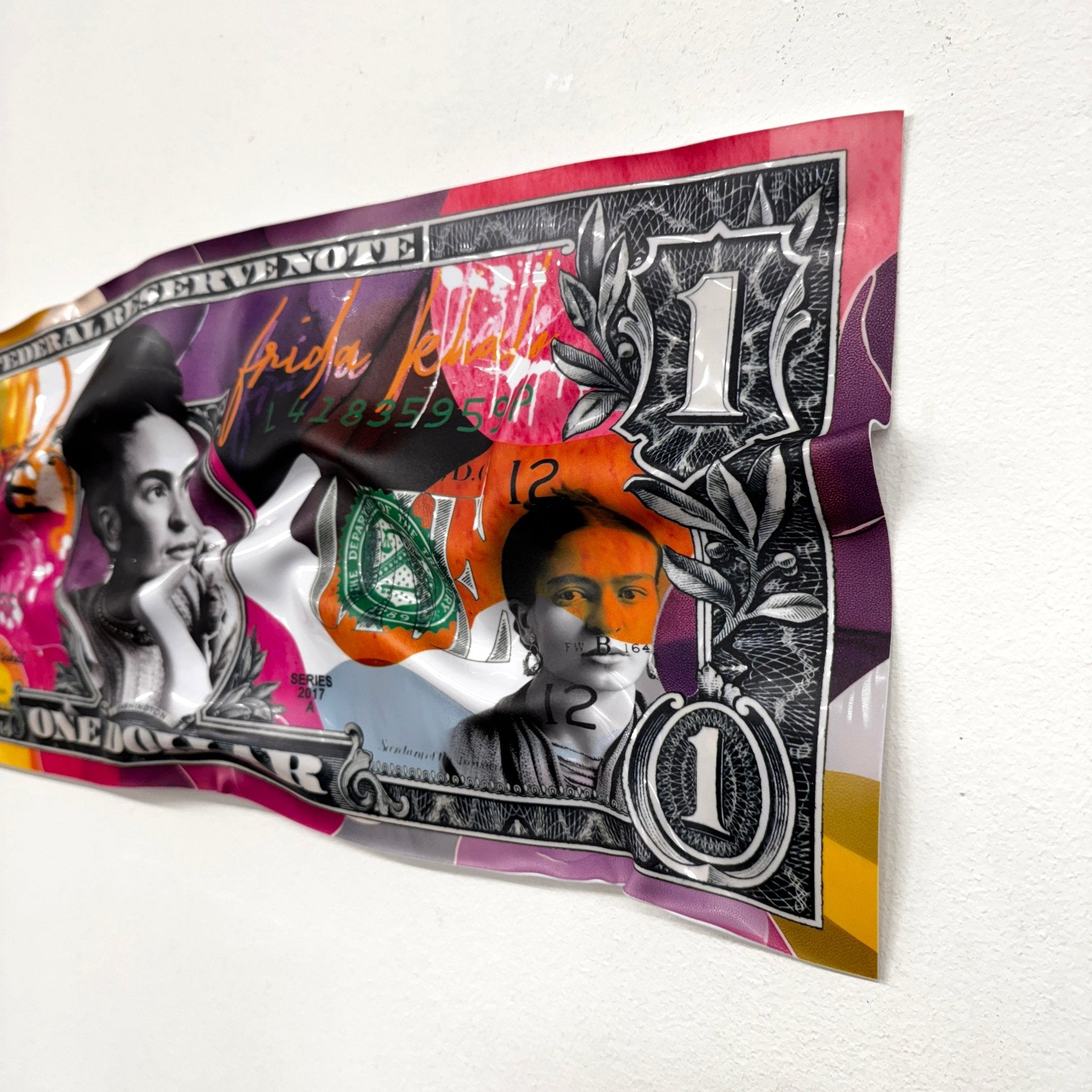 Tableau froissé - Billet de 1 Dollars Frida - Luxartis