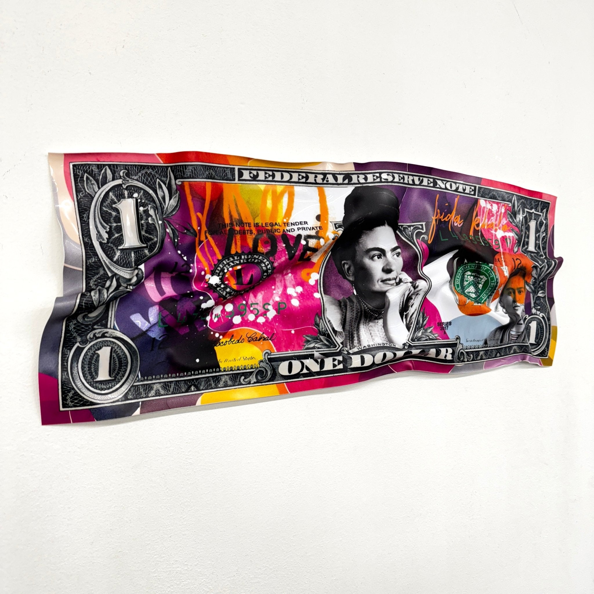 Tableau froissé - Billet de 1 Dollars Frida - Luxartis