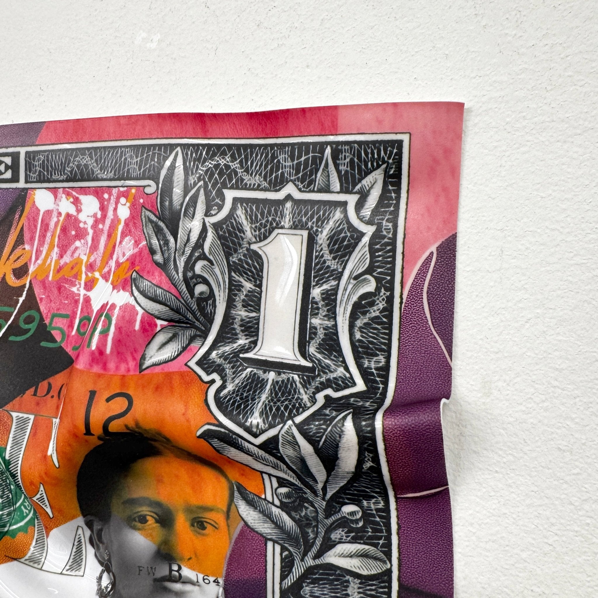 Tableau froissé - Billet de 1 Dollars Frida - Luxartis
