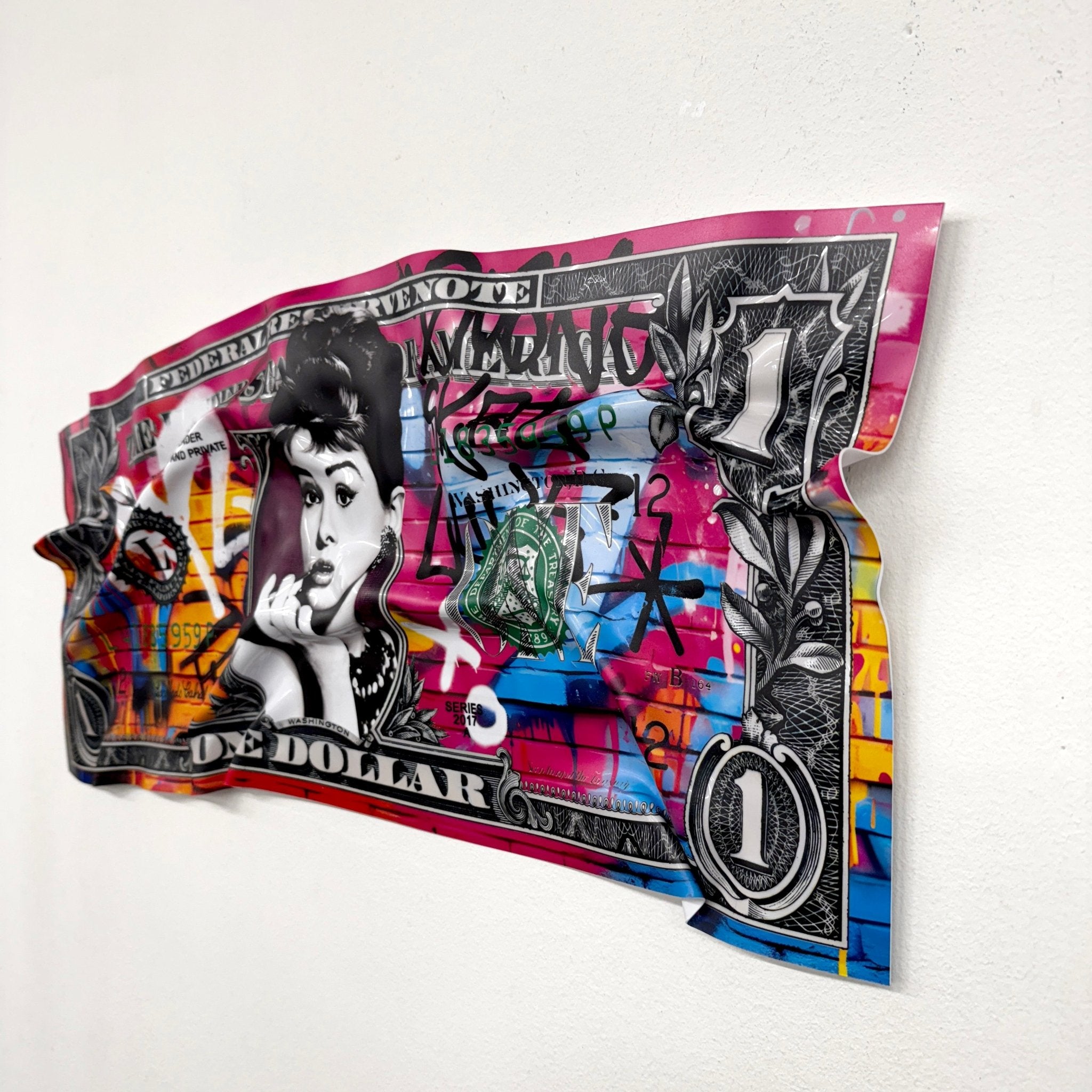 Tableau froissé - Billet de 1 Dollars Hepburn - Luxartis