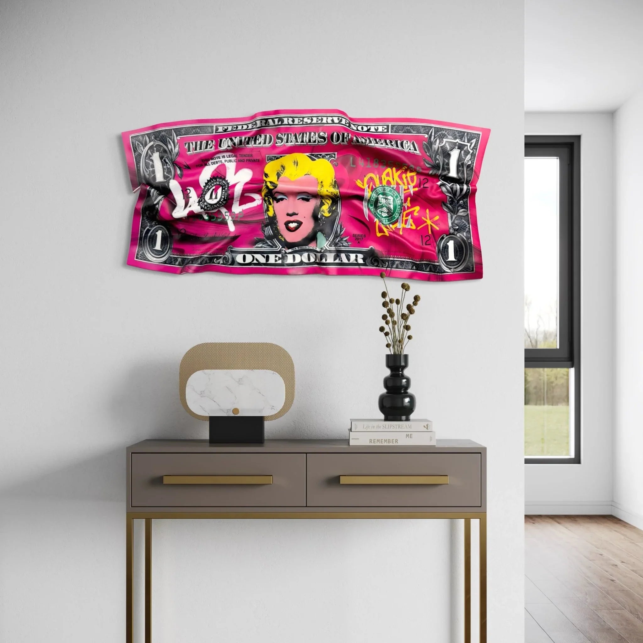 Tableau froissé - Billet de 1 Dollars Marilyn - Luxartis