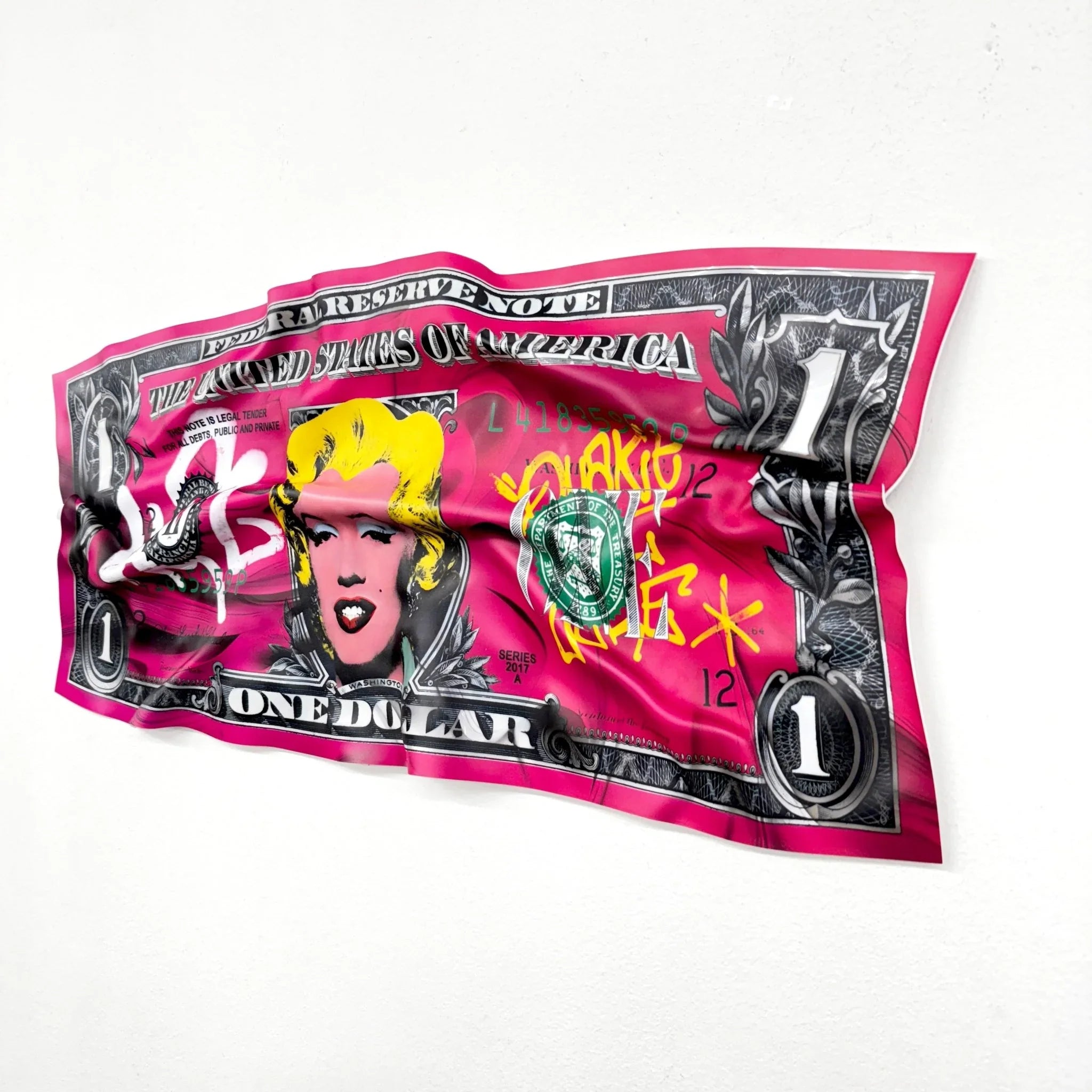 Tableau froissé - Billet de 1 Dollars Marilyn - Luxartis