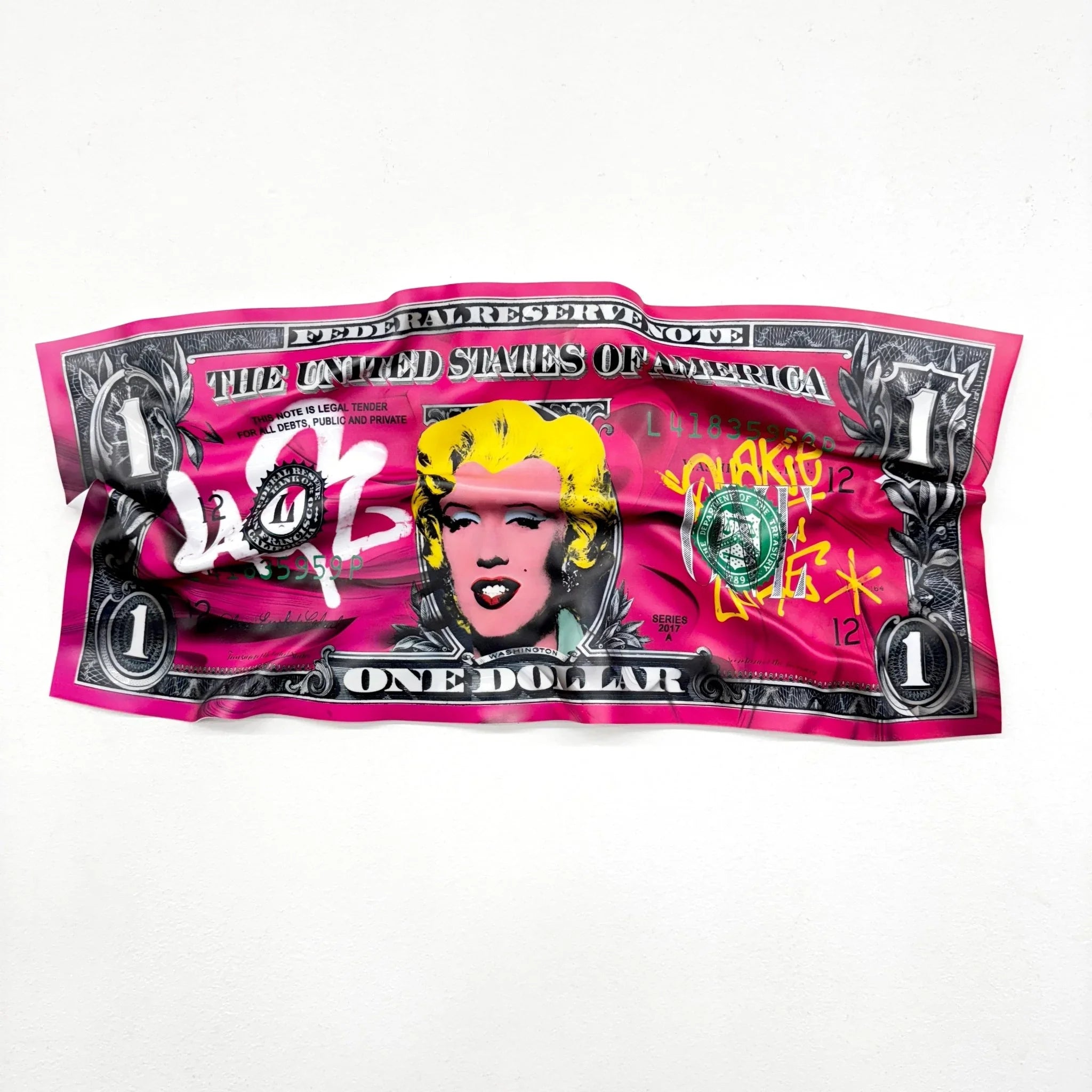 Tableau froissé - Billet de 1 Dollars Marilyn - Luxartis