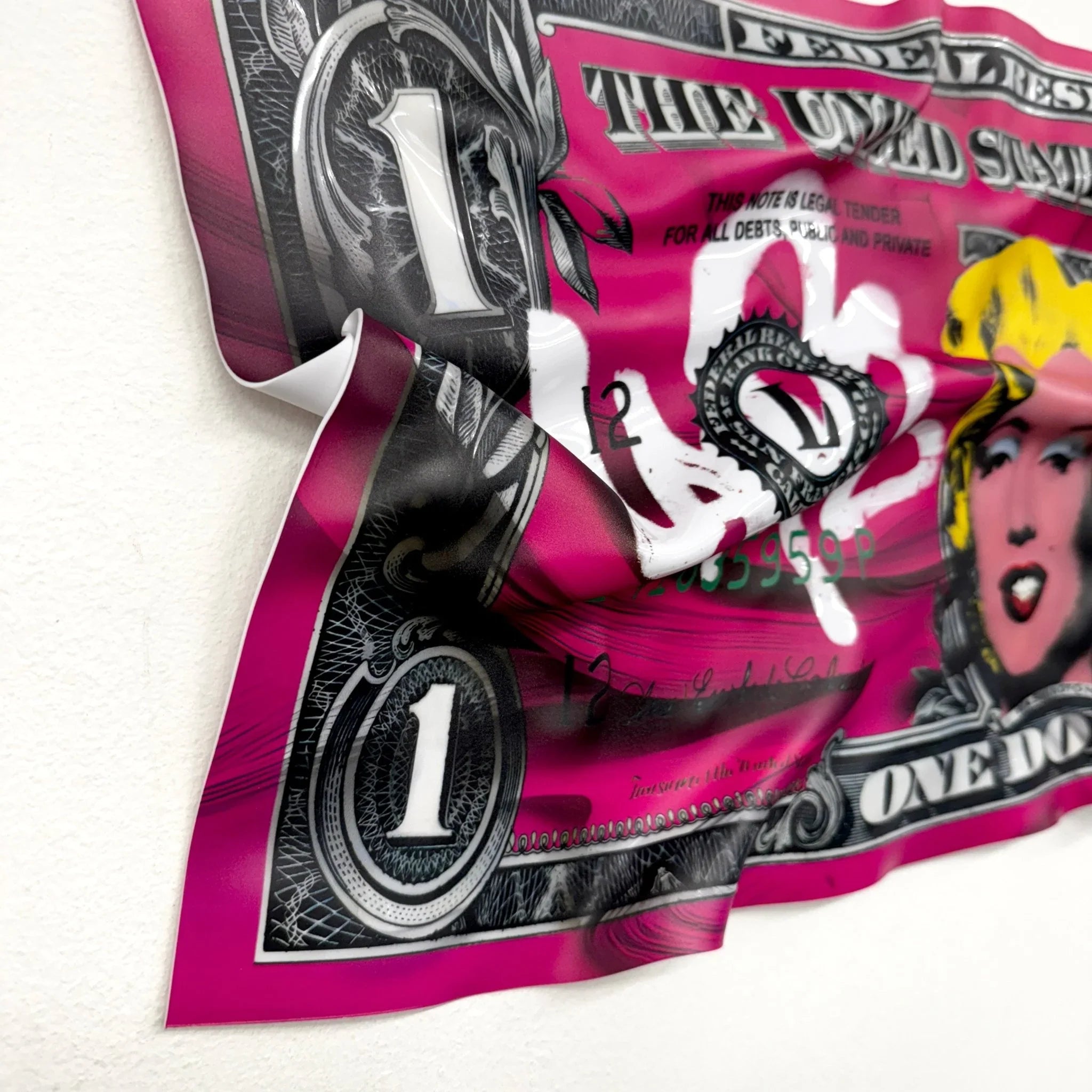 Tableau froissé - Billet de 1 Dollars Marilyn - Luxartis