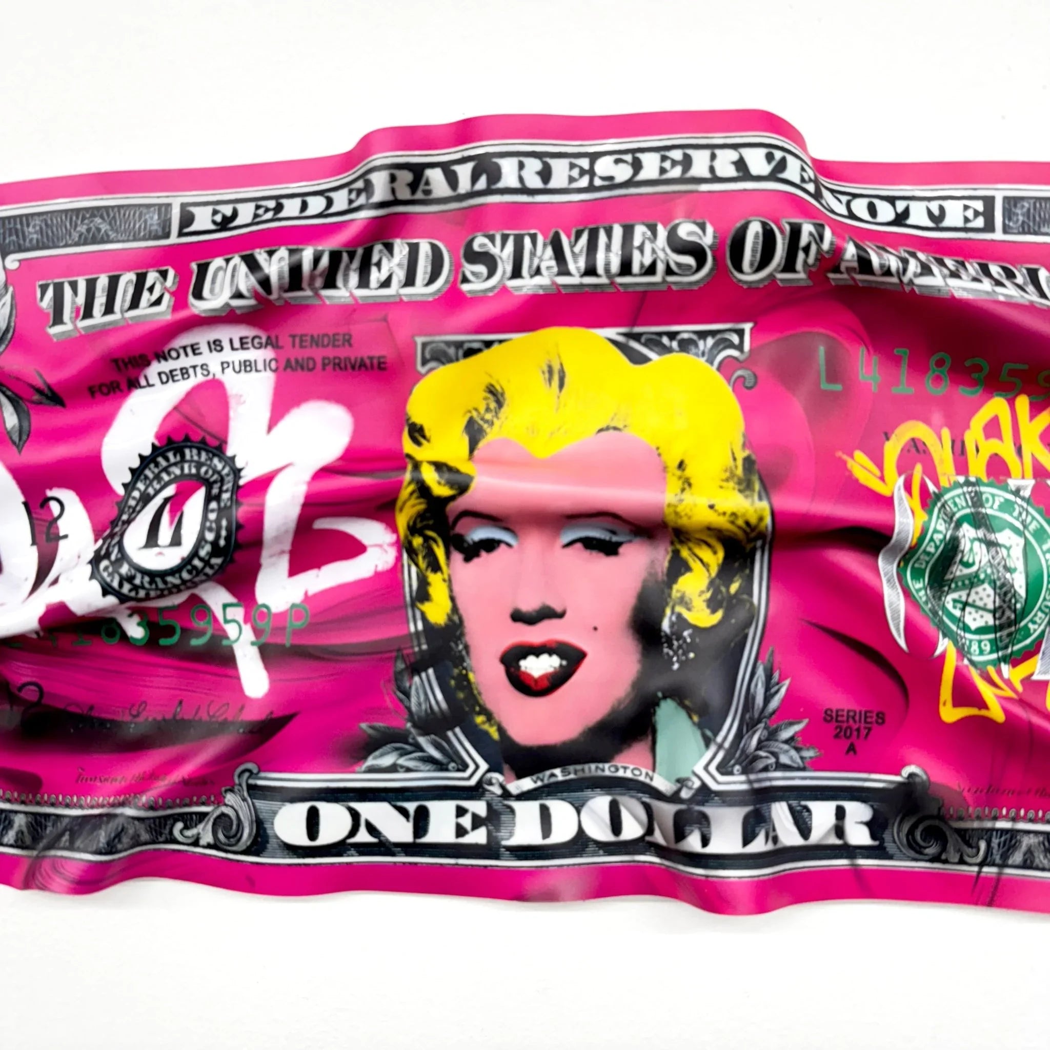 Tableau froissé - Billet de 1 Dollars Marilyn - Luxartis
